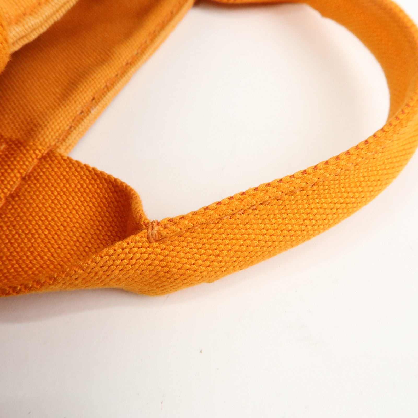 PRADA Triangle Logo Canapa Mini Canvas Tote Hand Bag Orange BN2439