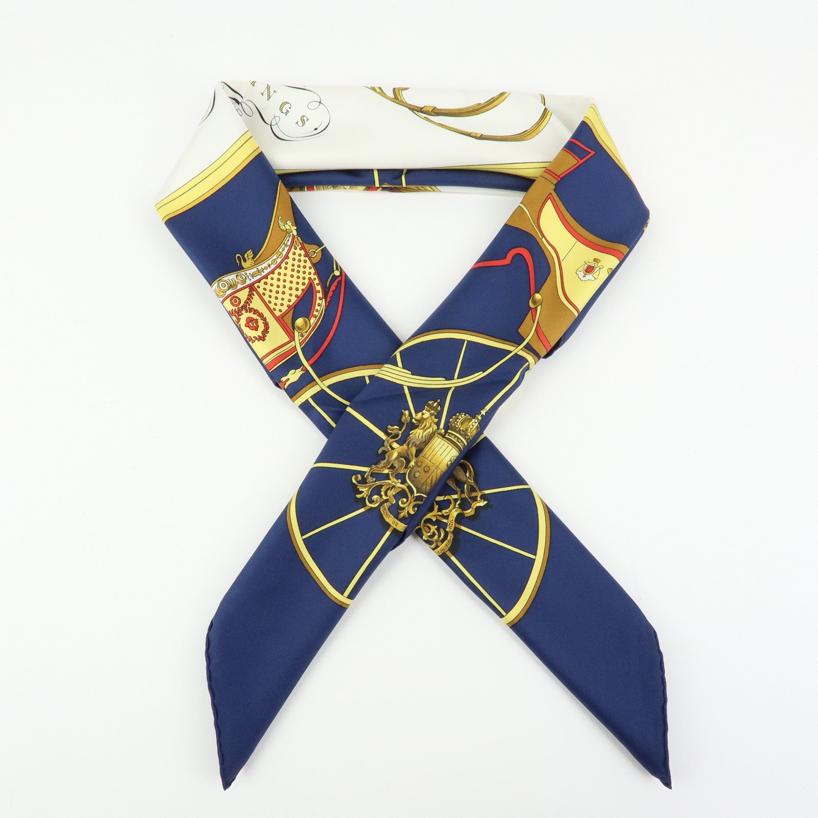 HERMES Carre 90 Silk 100% Scarf SPRINGS Navy Yellow White