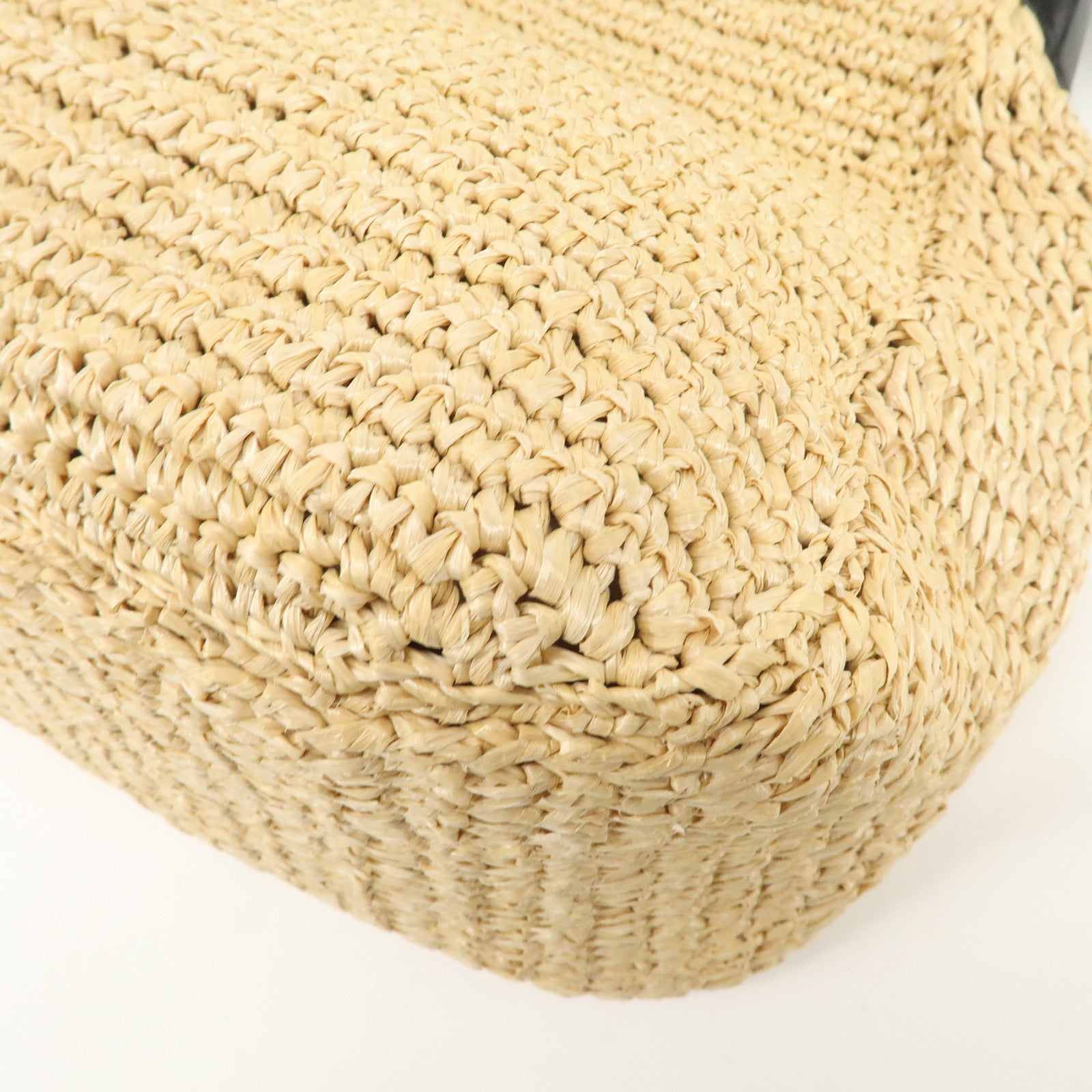 JIMMY CHOO Raffia Embossed Leather One Shoulder Bag Natural Black