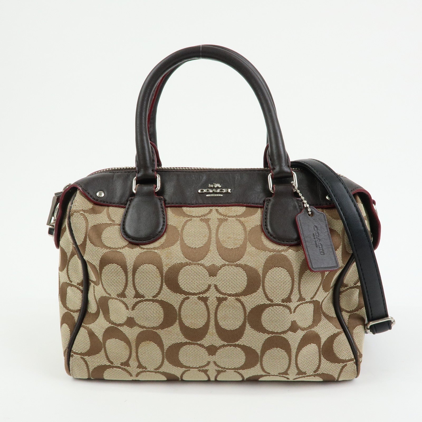 COACH Set of 3 Canvas Leather 2Way Shoulder Bag Pouch Brown Black