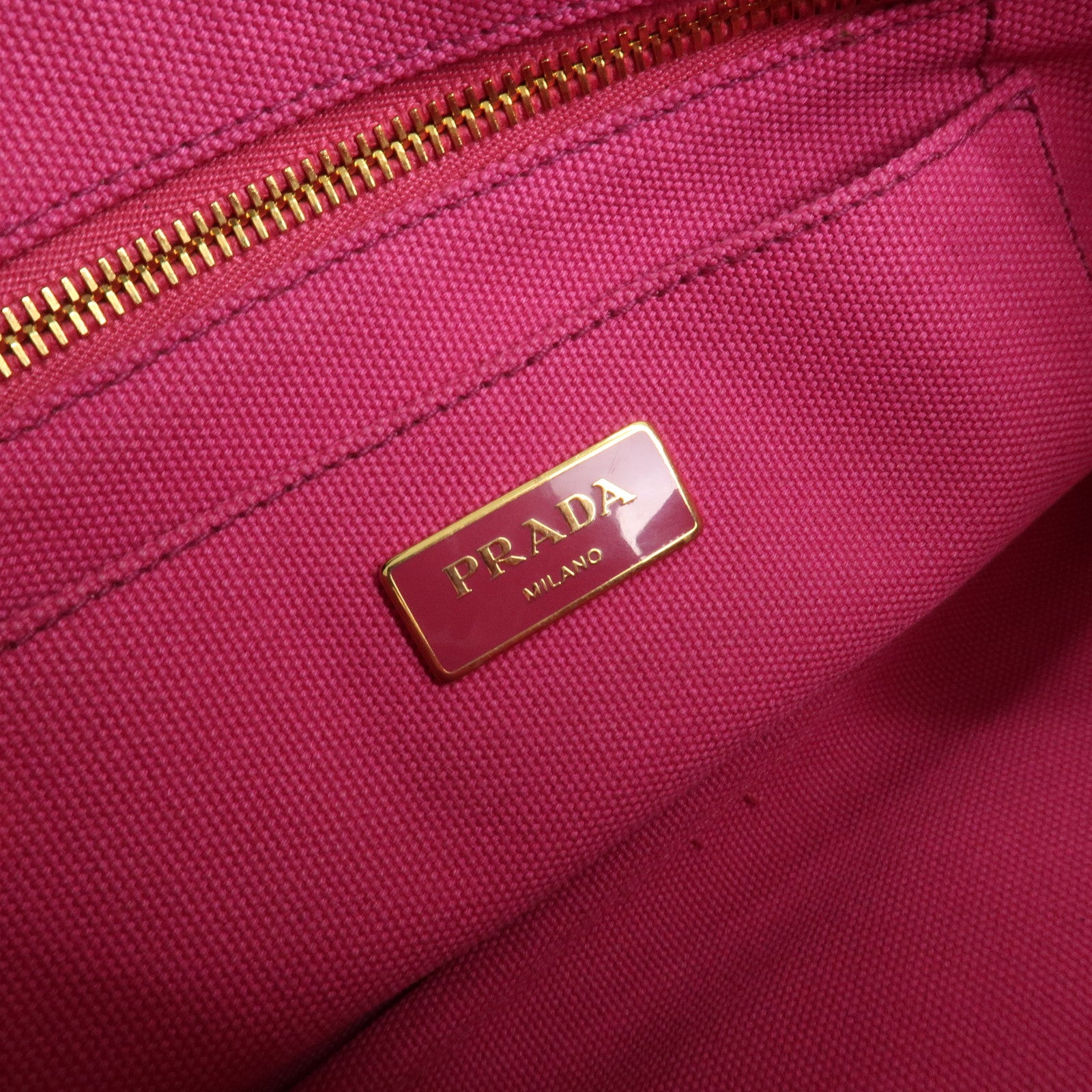 PRADA Logo Canapa Mini Canvas Hand Bag Tote Bag Pink BN2439