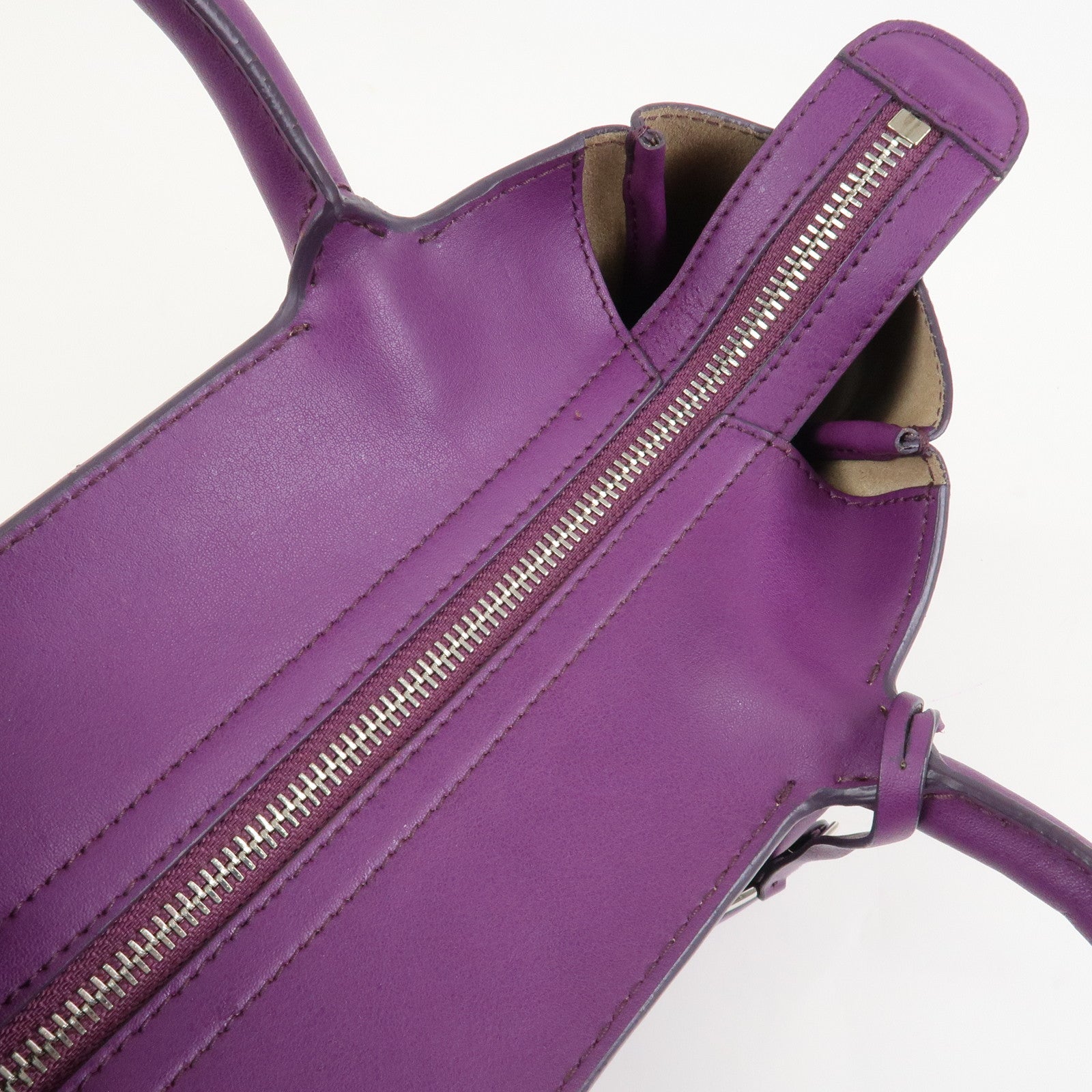 Ferragamo Leather 2Way Bag Hand Bag Shoulder Bag Tote Bag Purple