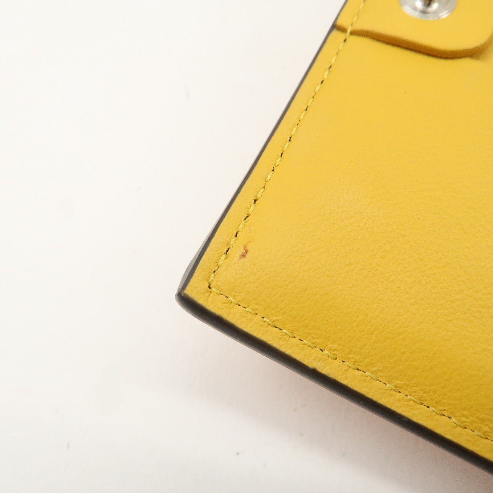 FENDI Peekaboo Leather Bi-fold Compact Wallet Pink Yellow 8M0438