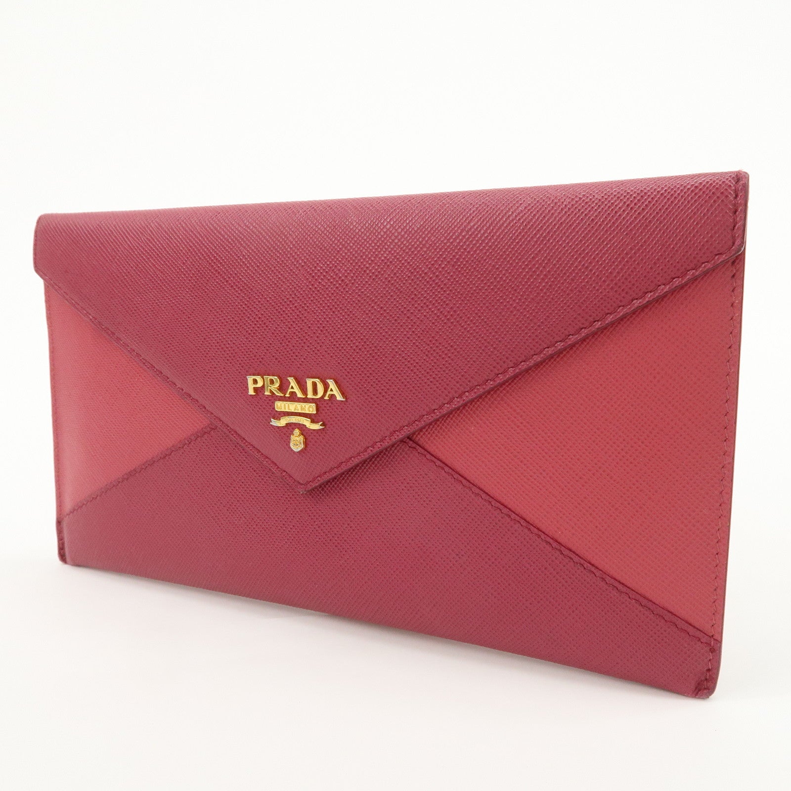 PRADA Saffiano Leather Pouch Document Folder Wallet Pink 1MF003