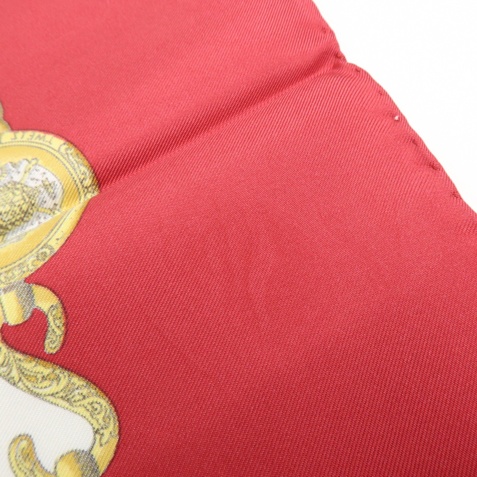 HERMES Carre 90 Silk 100% Scarf LES TAMBOURS Red Gold