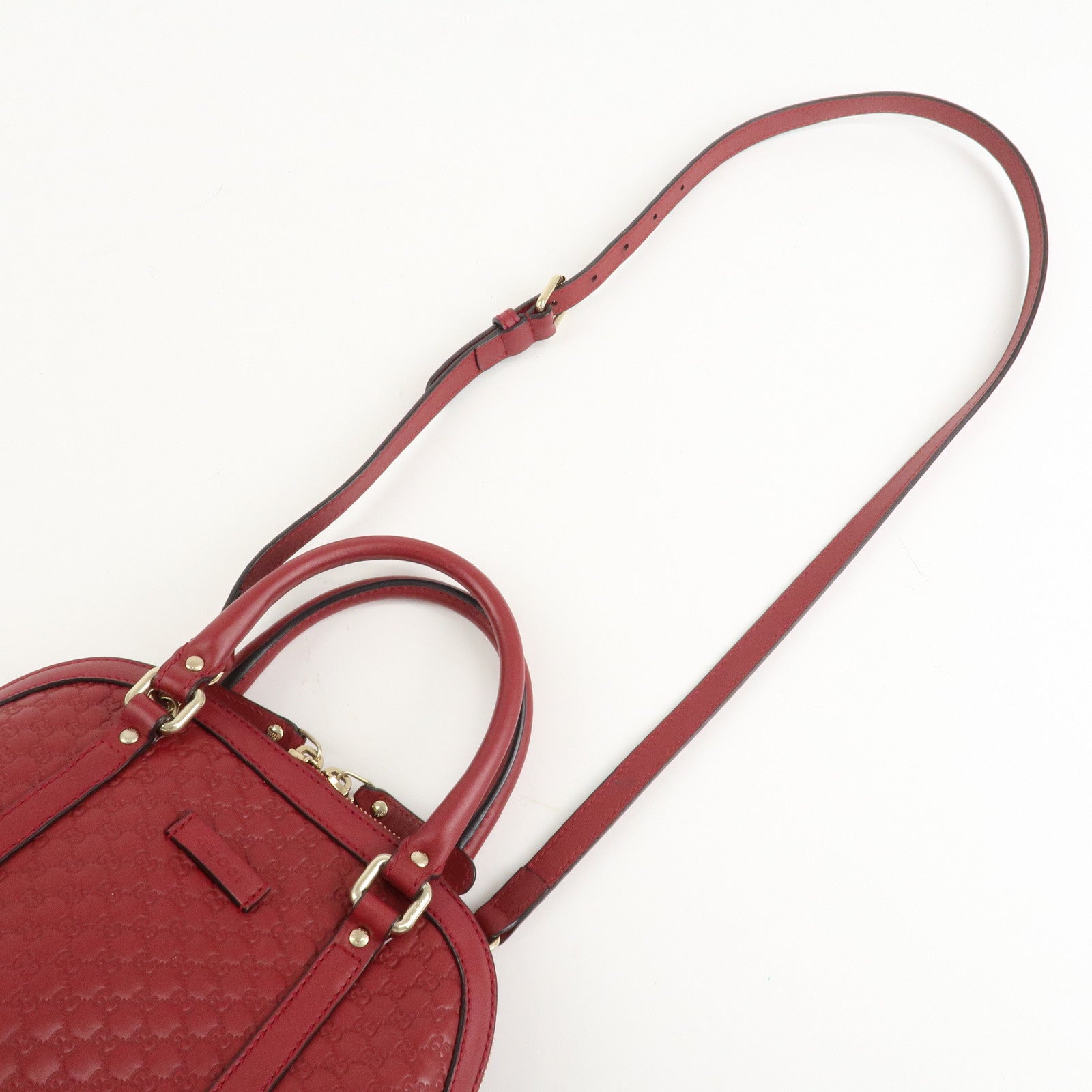 GUCCI Micro Guccissima Leather 2Way Hand Shoulder Bag Red 449654 Used