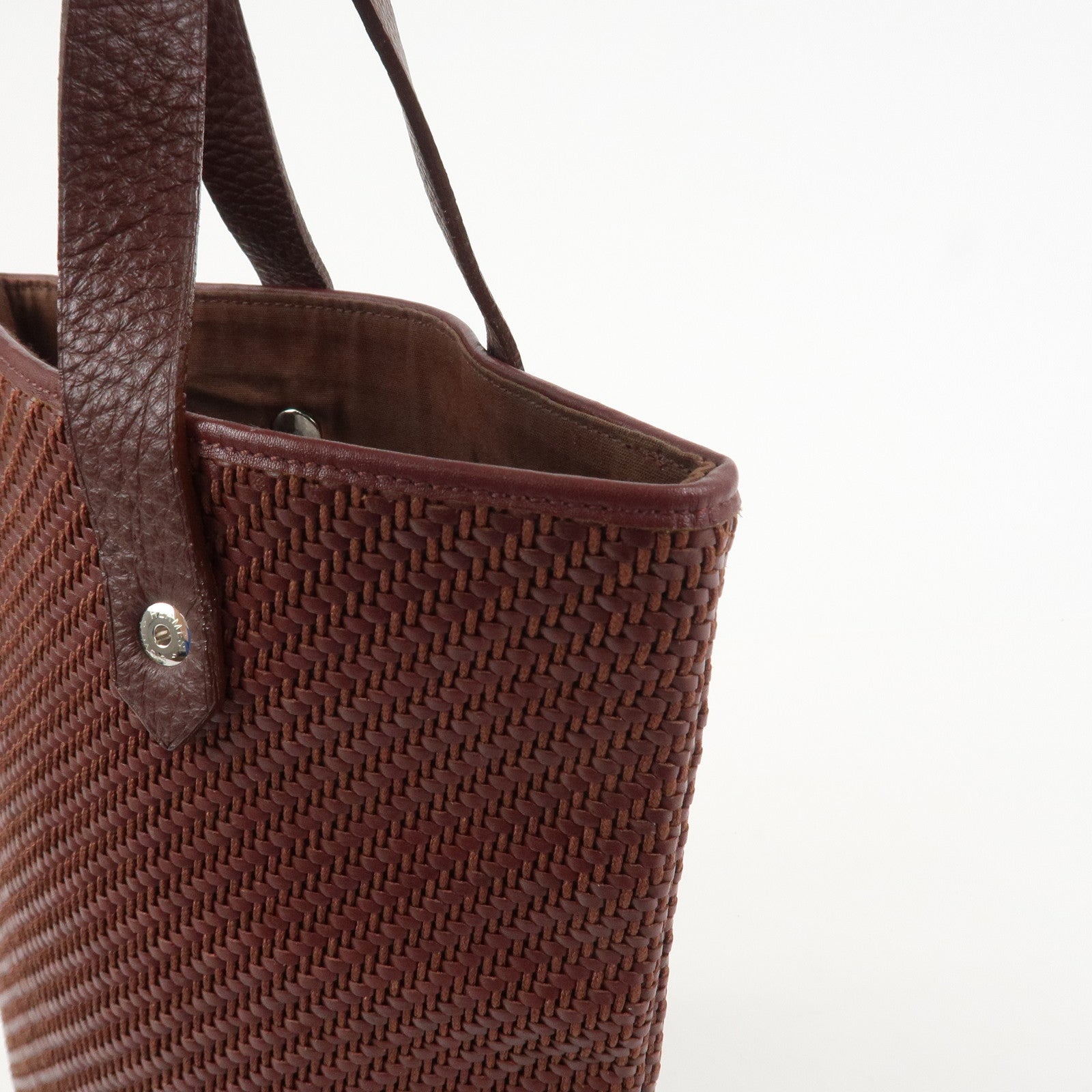 HERMES Amedaba PM Diago Leather Tote Bag Hand Bag Brown