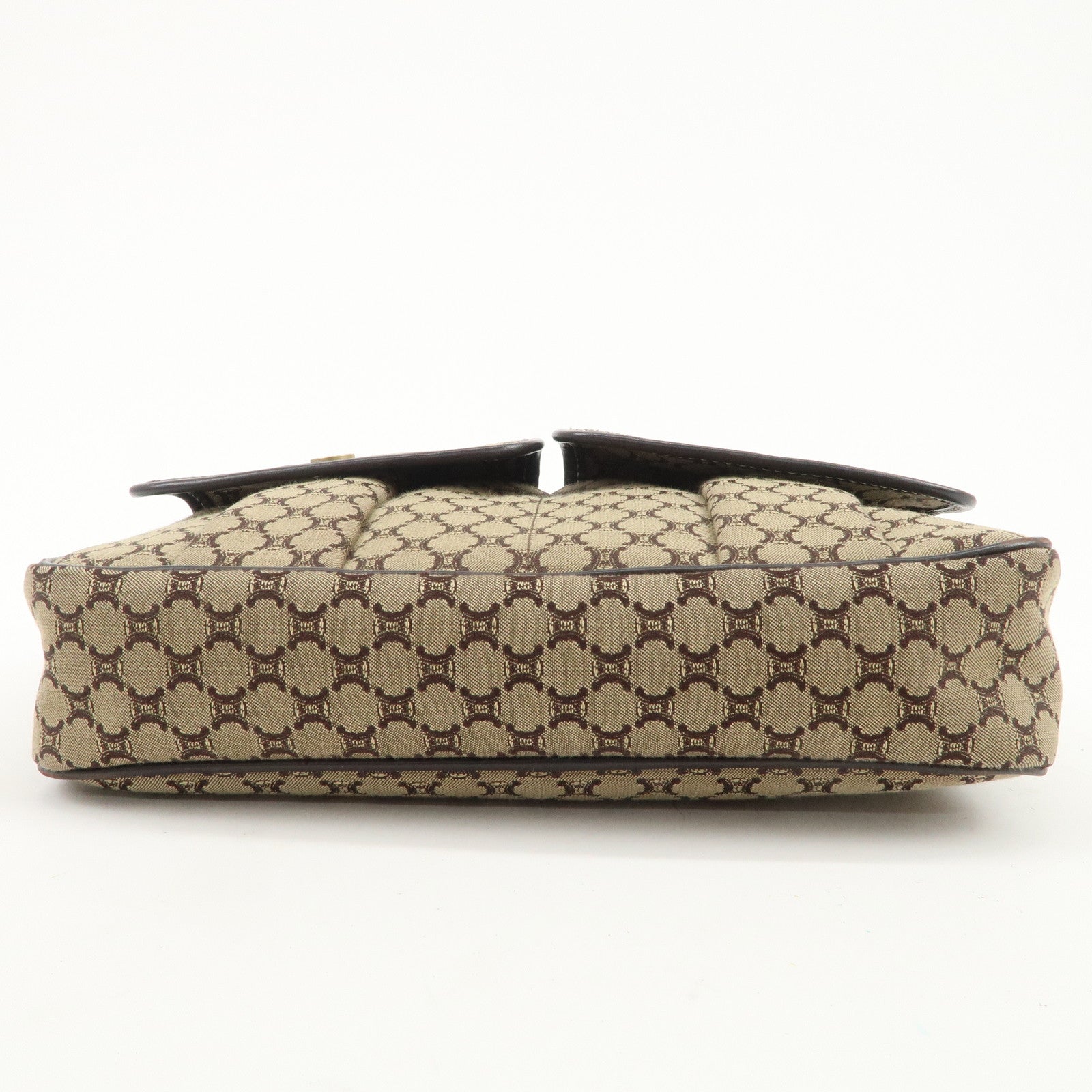 CELINE Macadam Canvas Leather Shoulder Bag Crossbody Bag Brown