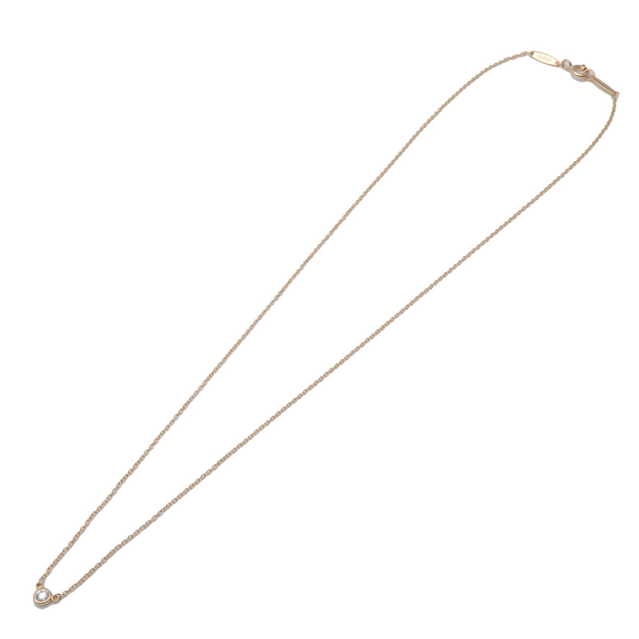 Tiffany & Co By The Yard 1P Diamond Necklace K18 750YG Yellow Gold