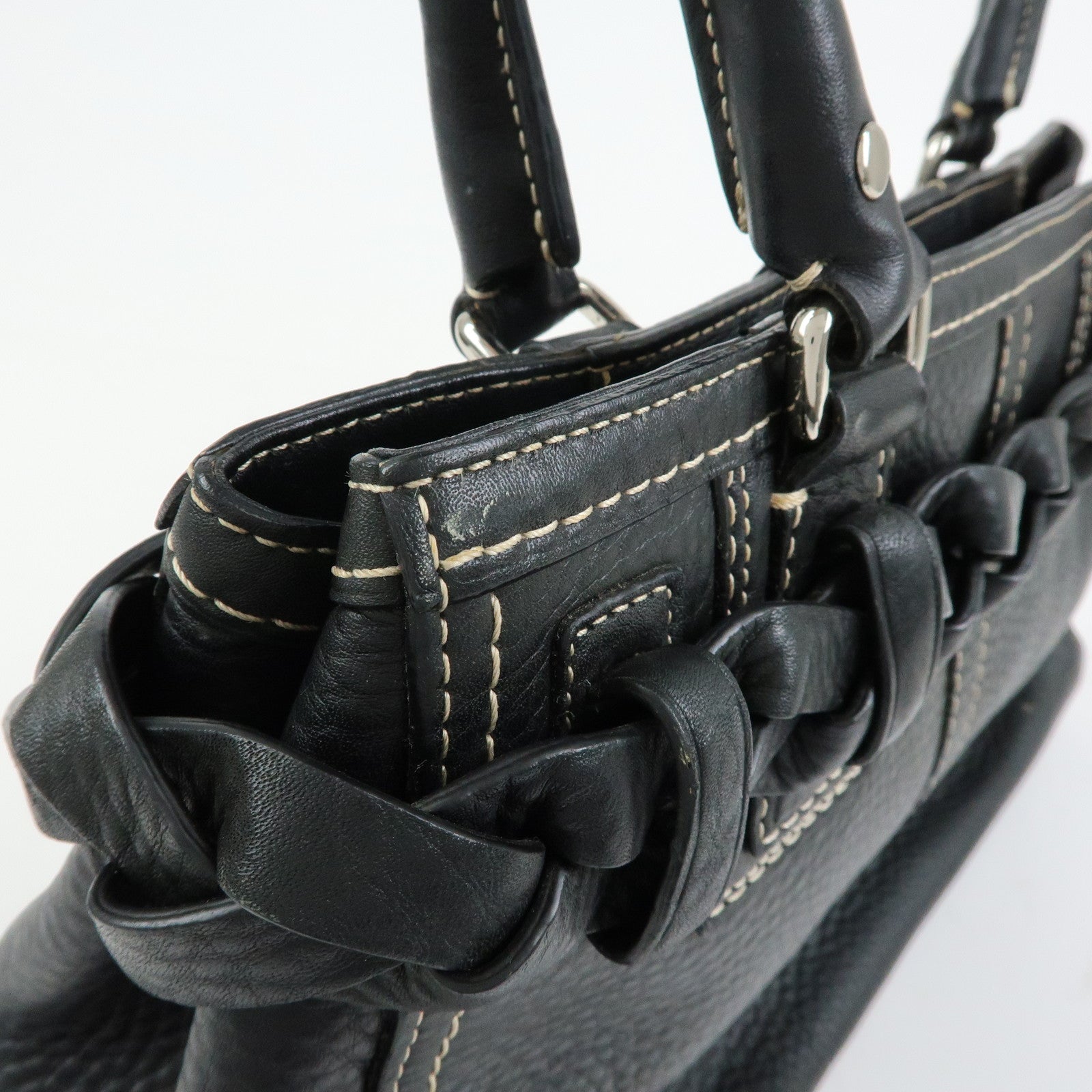 COACH Signature Set of 2 Canvas Leather Shoulder Bag Hand Bag Black