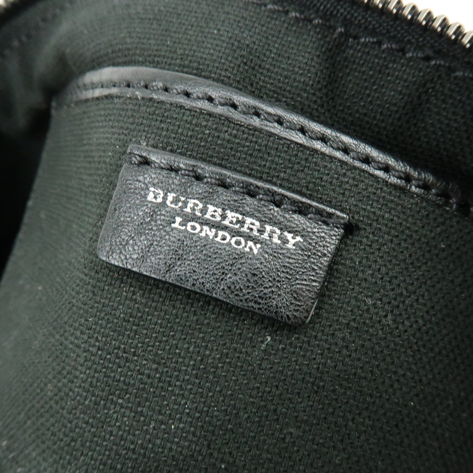 BURBERRY Canvas Leather Plaid Shoulder Bag Black Green