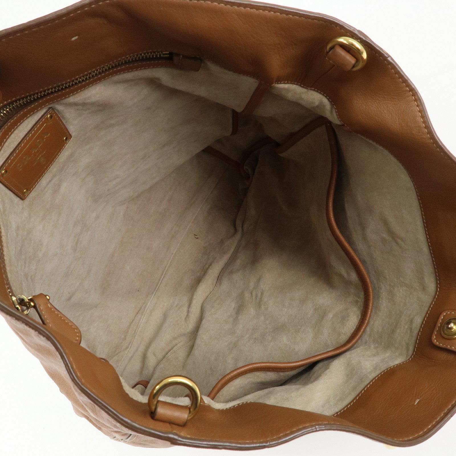 PRADA Logo Leather 2Way Tote Bag Shoulder Bag Brown BN1713