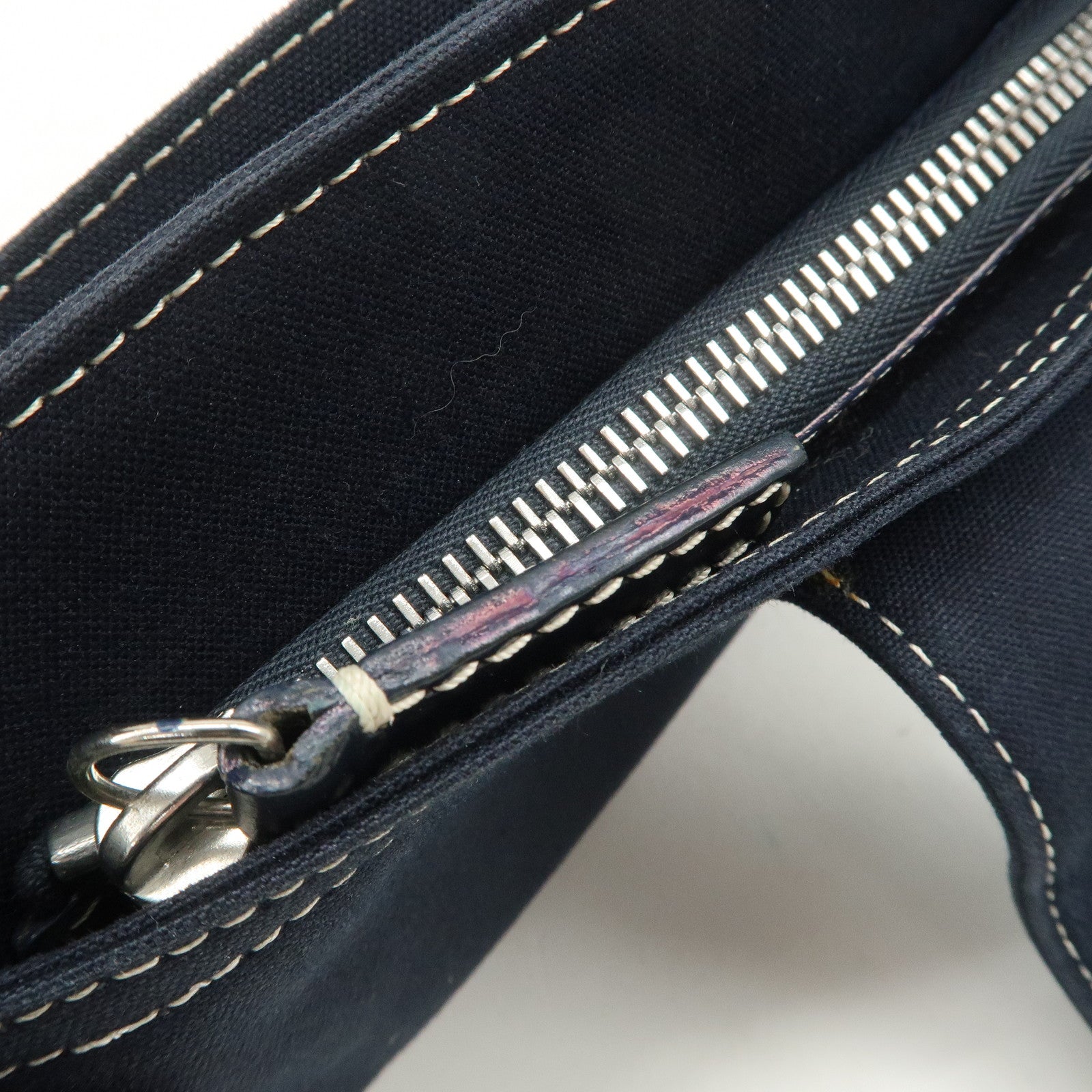 FENDI Logo Canvas Shoulder Bag Hand Bag Dark Navy