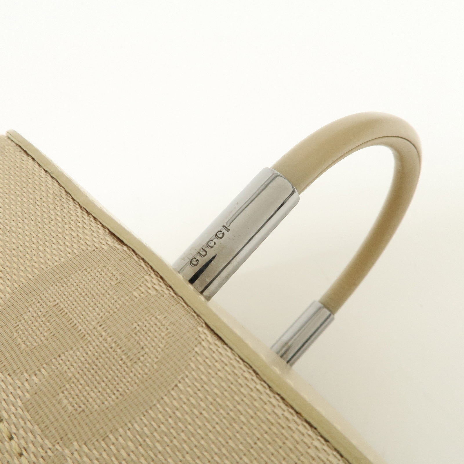 GUCCI GG Canvas Leather Vanity Bag Hand Bag Light Beige 039.1052