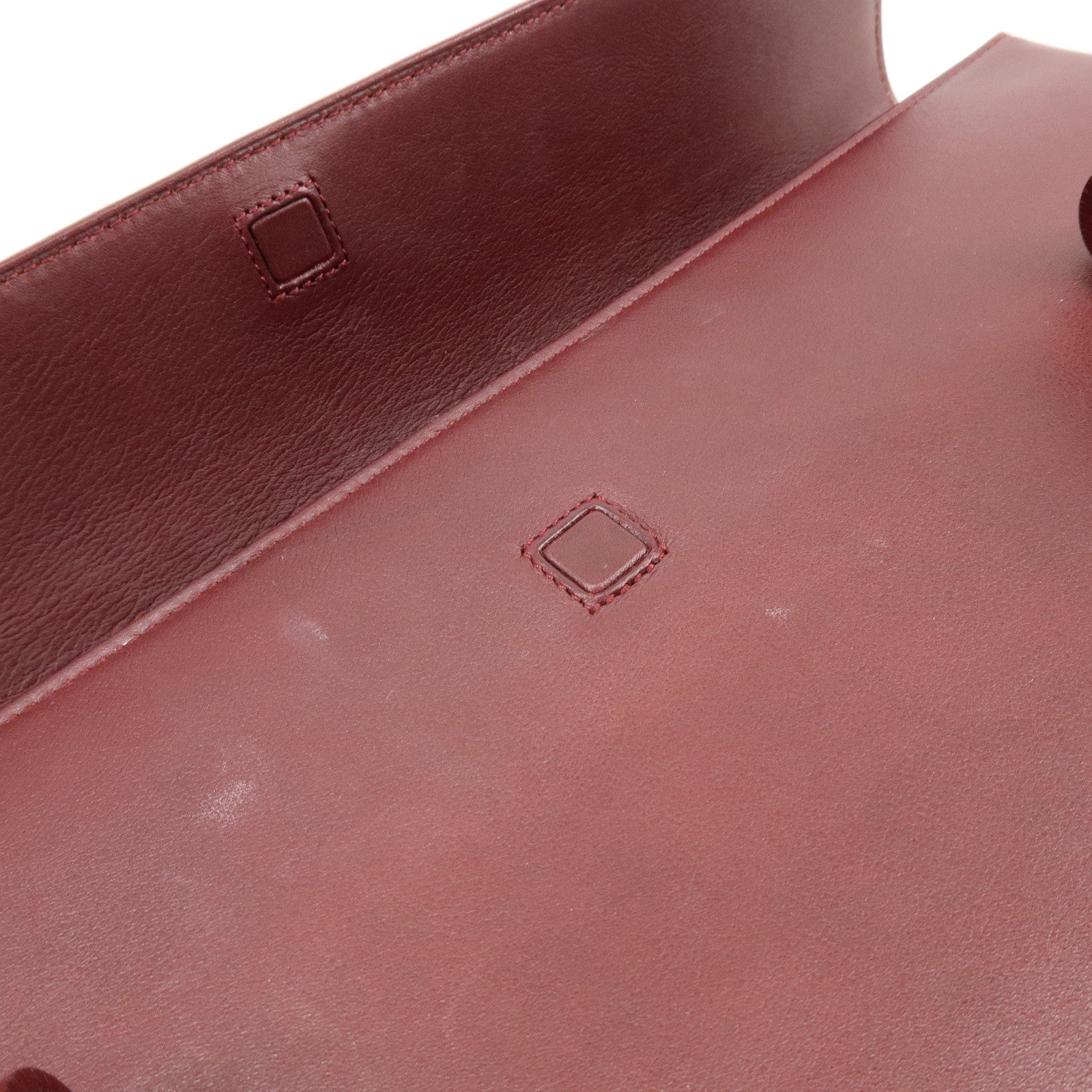 Cartier Cabochon Leather Hand Bag Tote Bag Wine Red