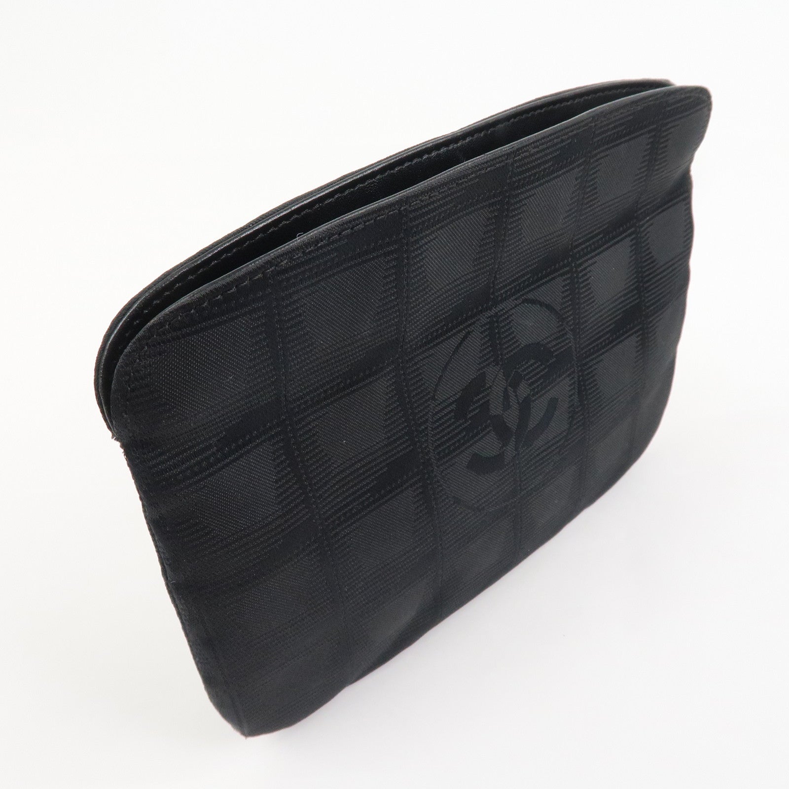 CHANEL Sports Line Nylon Leather Small Pouch Cosmetic Pouch Black