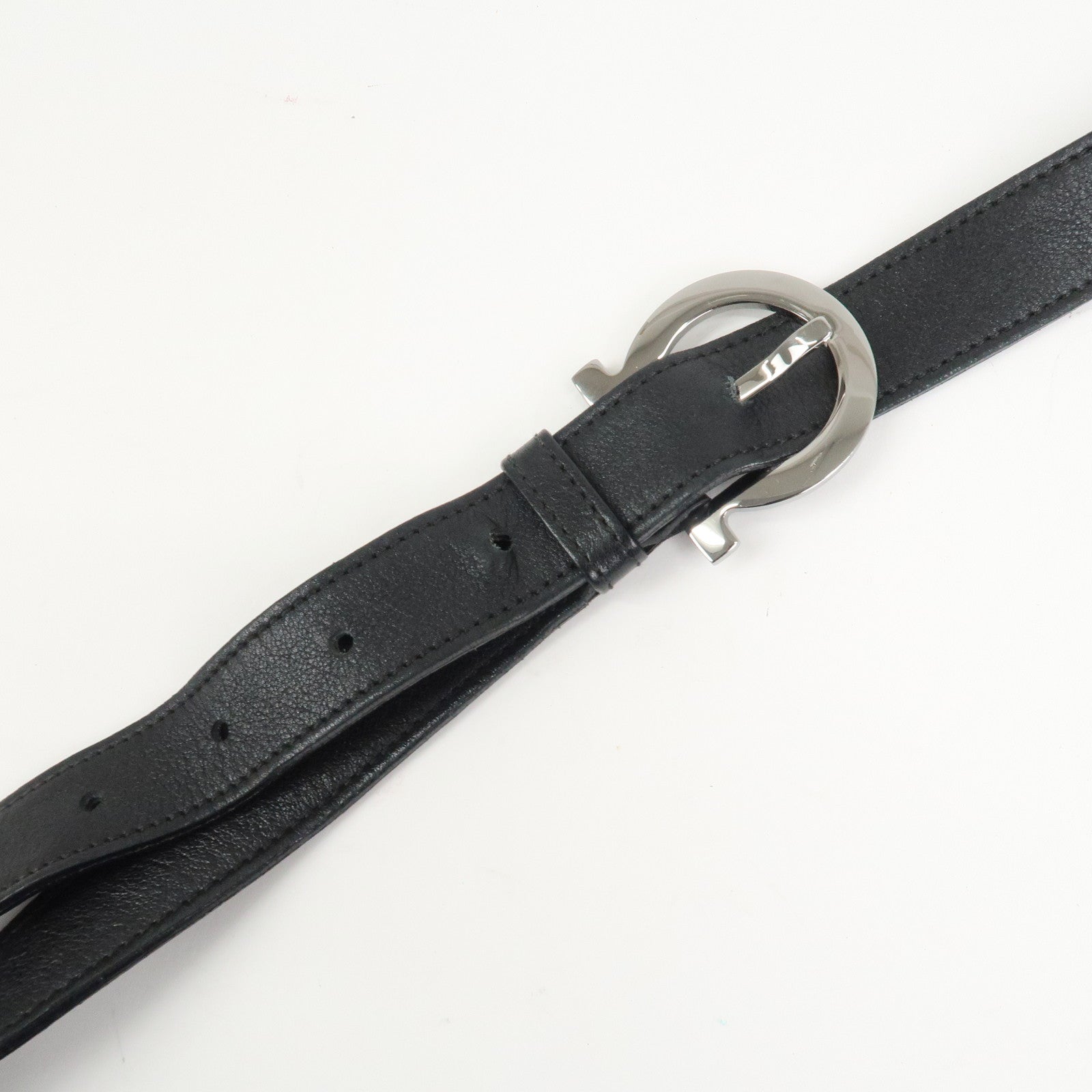 Ferragamo Gancini Logo Canvas Leather Crossbody Shoulder Bag Black