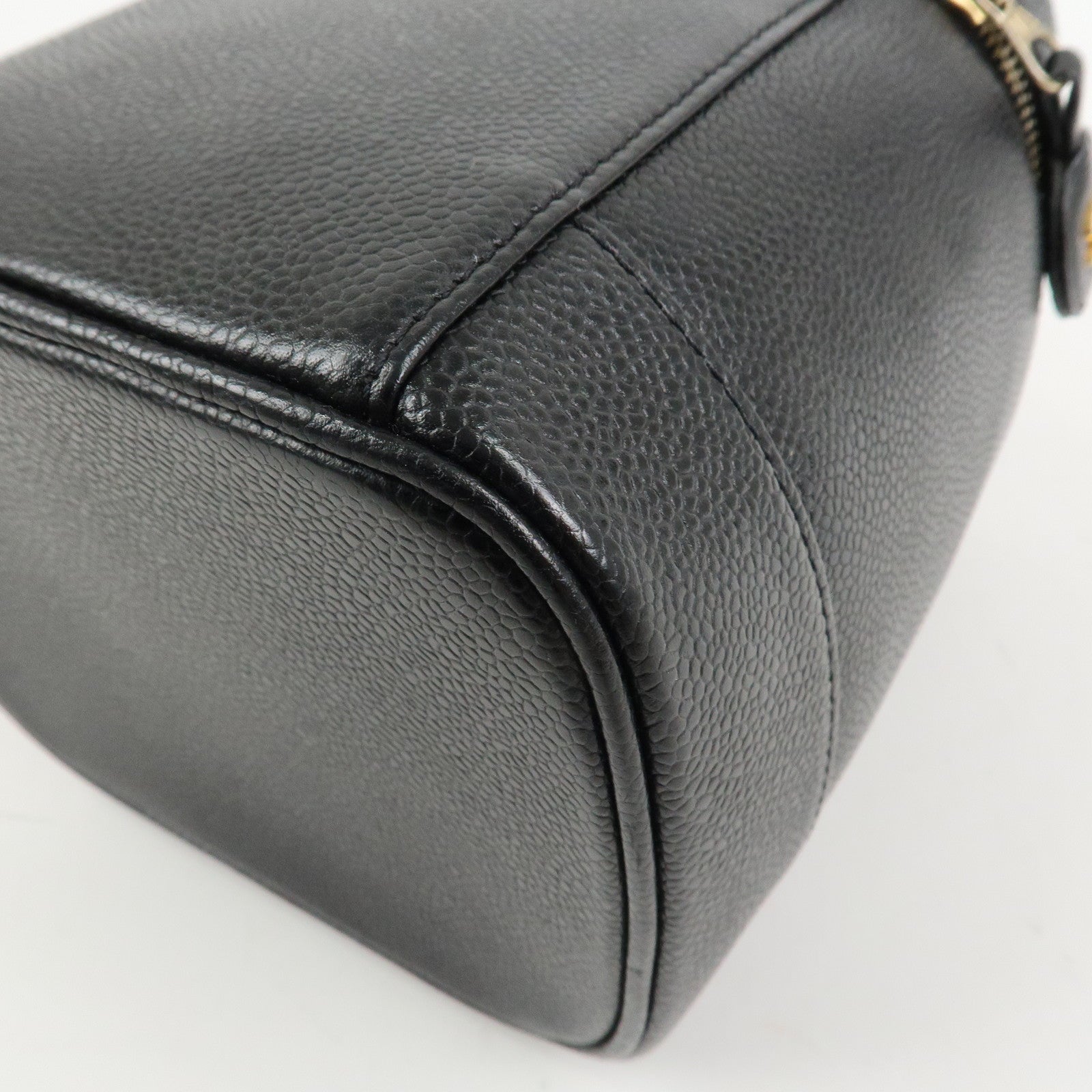 CHANEL COCO Mark Caviaskin Vanity Bag Makeup Bag Hand Bag A01998