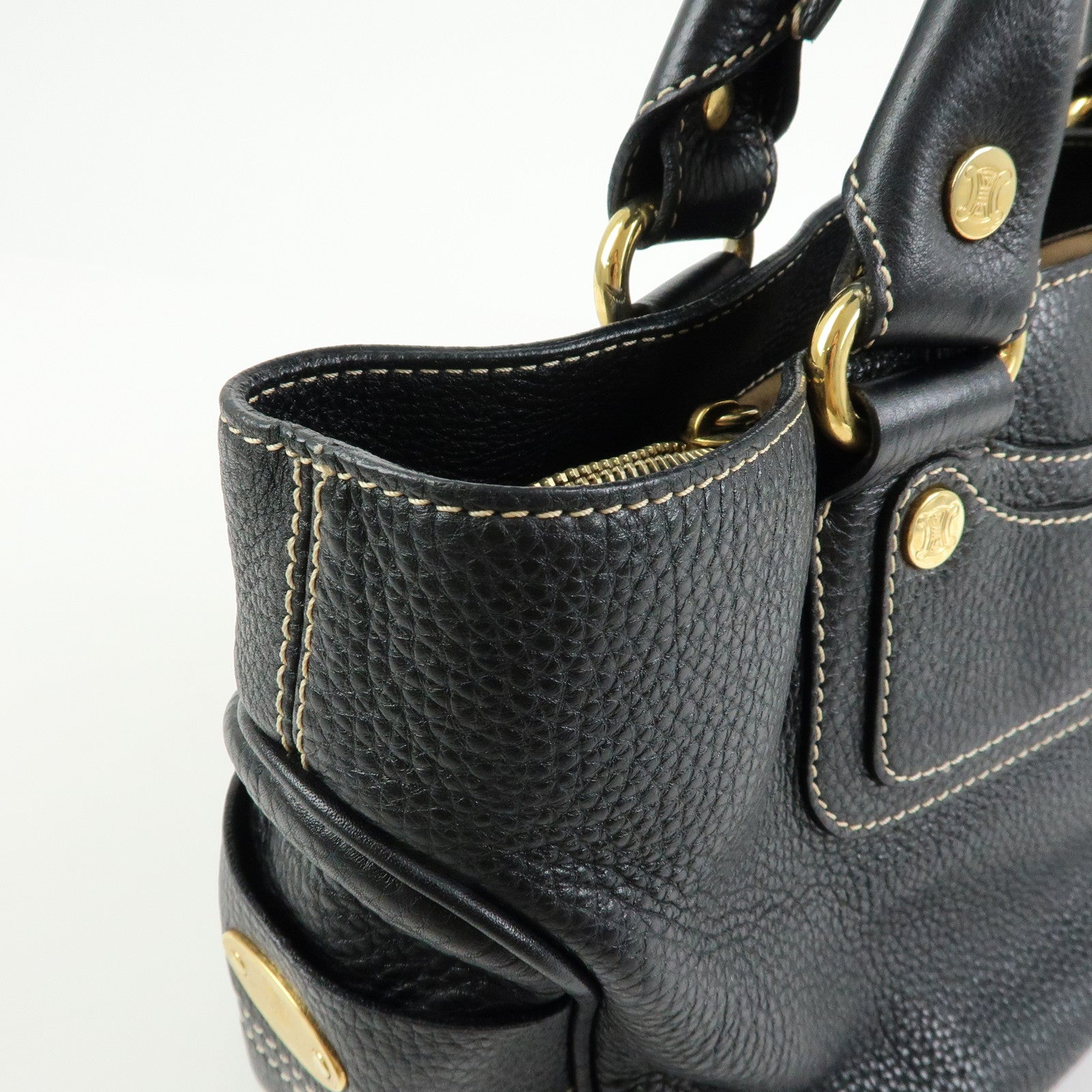 CELINE Leather Boogie Bag Hand Bag Black