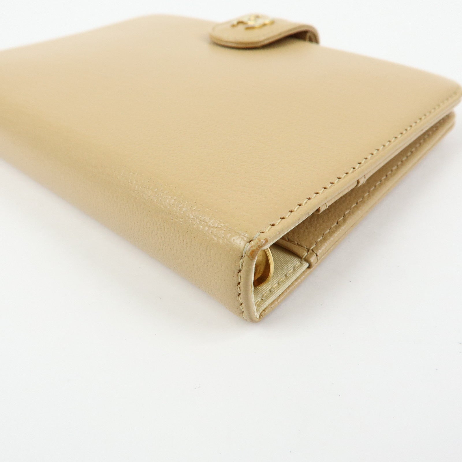 CHANEL COCO Mark Calf Skin Agenda Cover Planner Cover Beige