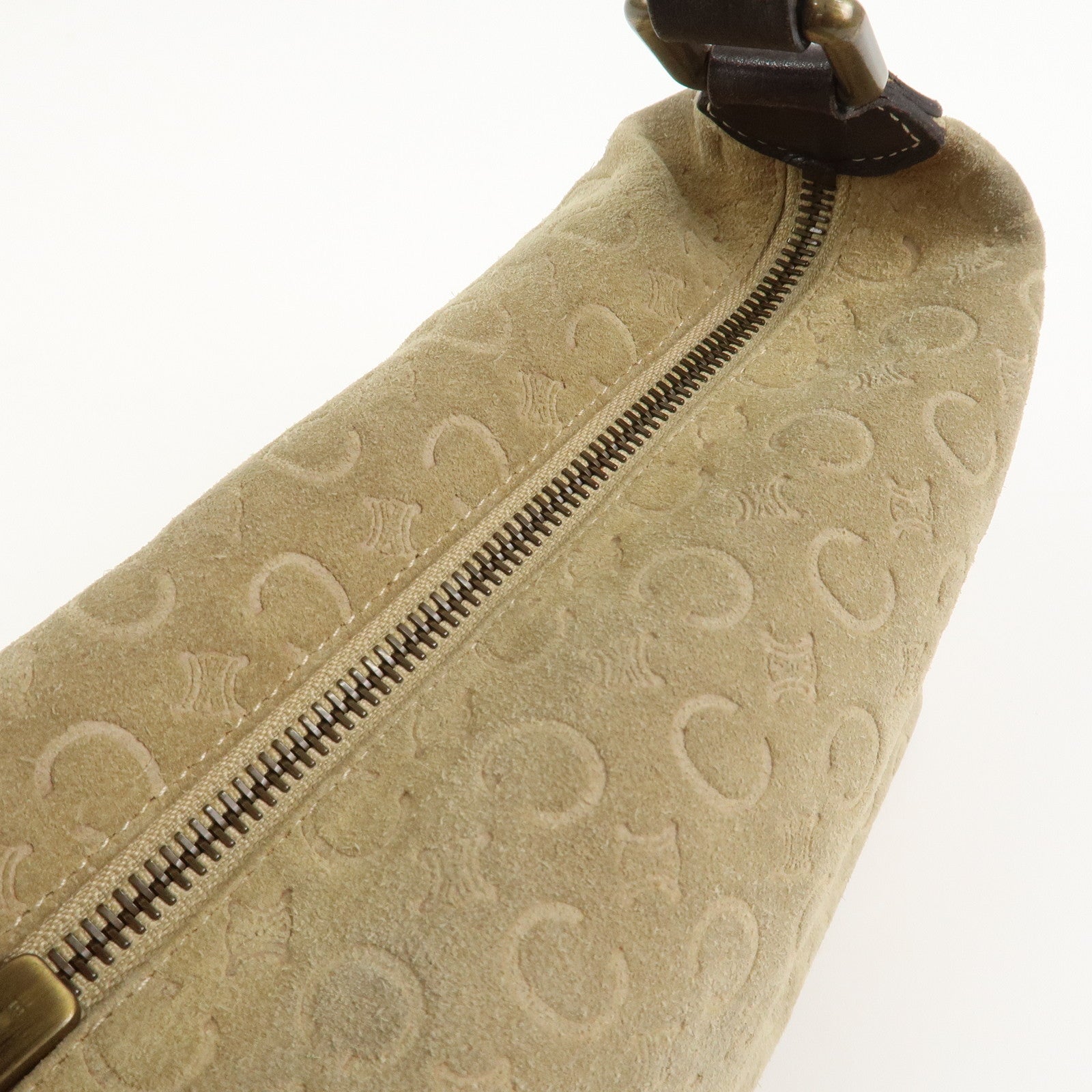 CELINE C Macadam Suede Leather Hand Bag Beige