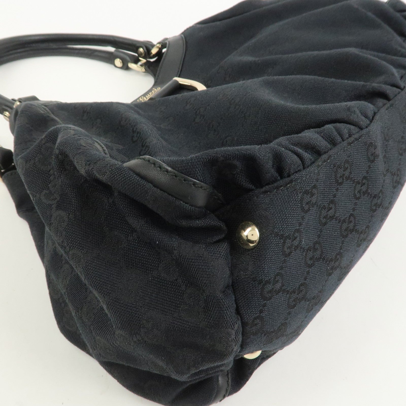 GUCCI Abbey GG Canvas Leather Shoulder Bag Hand Bag Black 189835