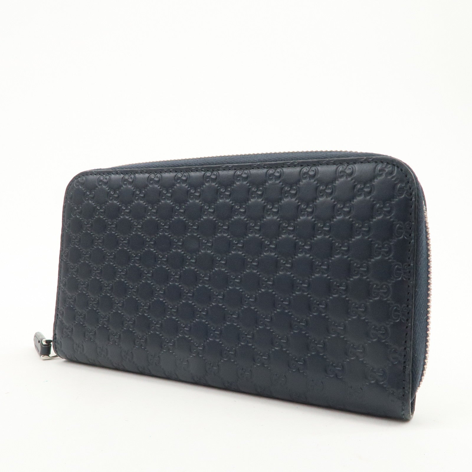 GUCCI Micro Guccissima Leather Zippy Long Wallet Navy 544473