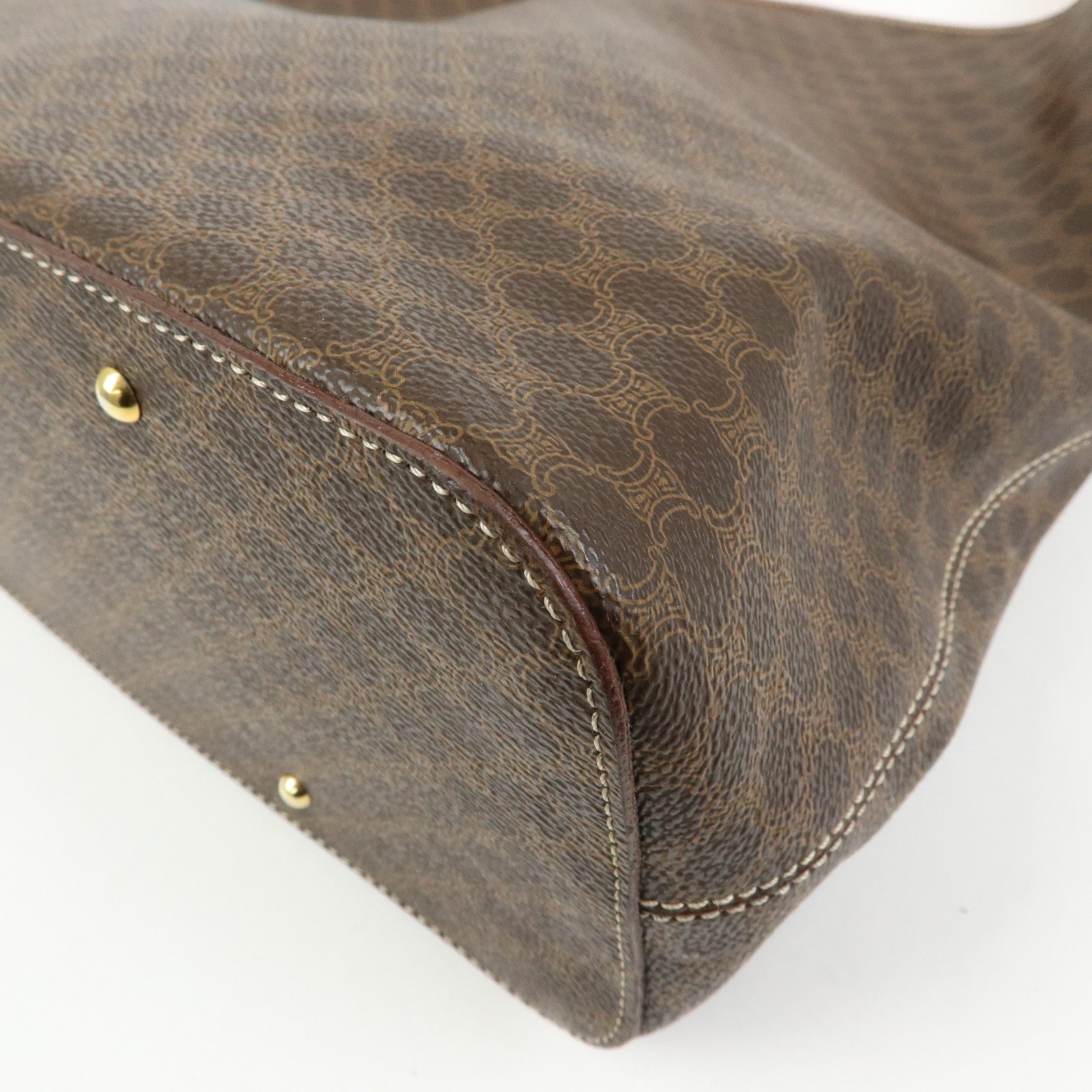 CELINE Macadam PVC Canvas Shoulder Bag Hand Bag Brown