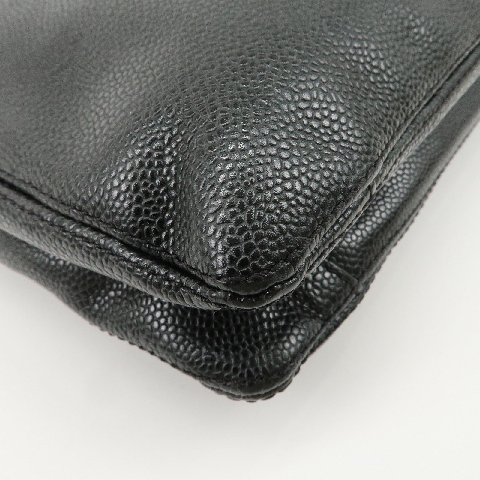 CHANEL COCO Mark Caviar Skin Tote Bag Hand Shoulder Bag Black Used