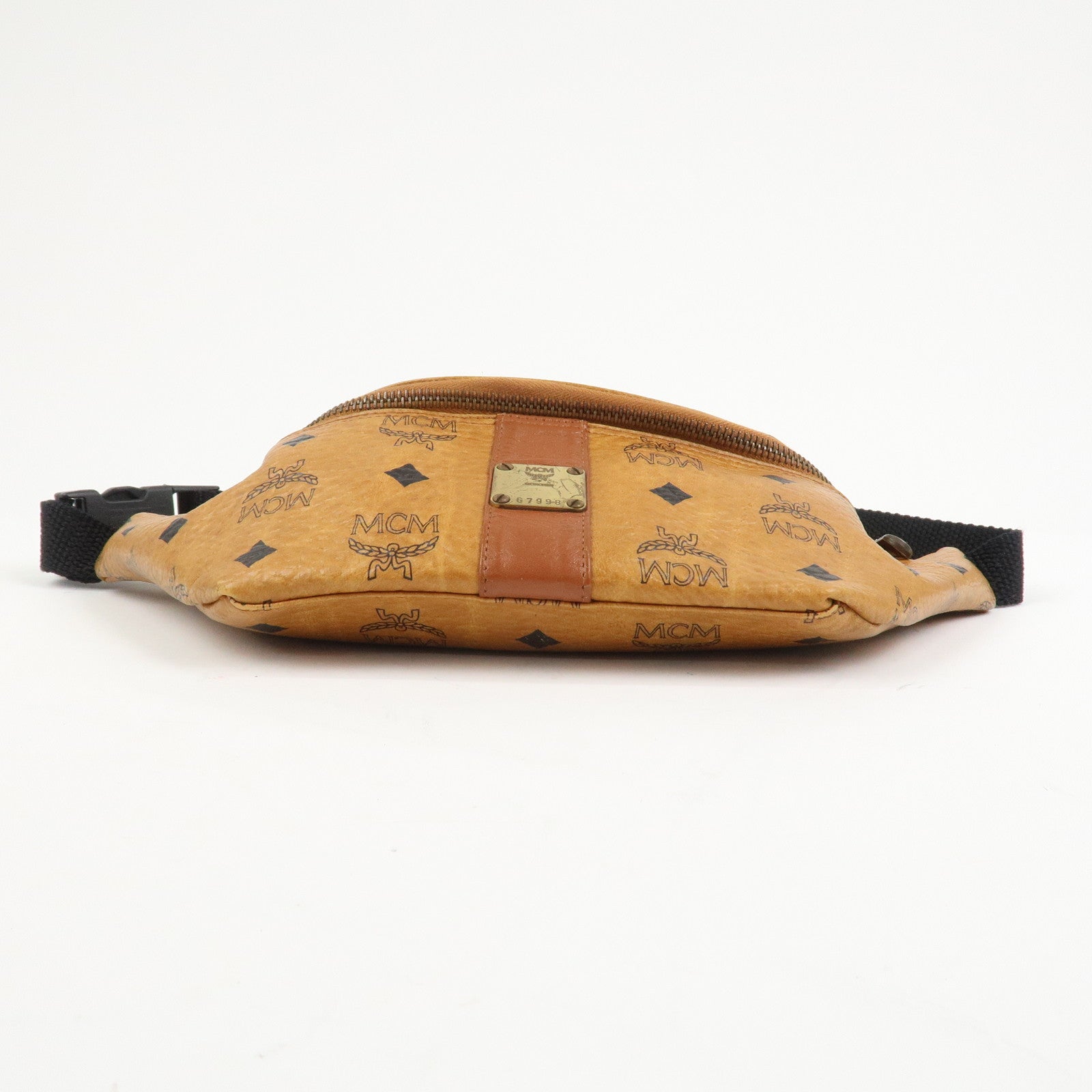 MCM Visetos Logo Leather Waist Bag Waist Pouch Crossbody Bag Brown