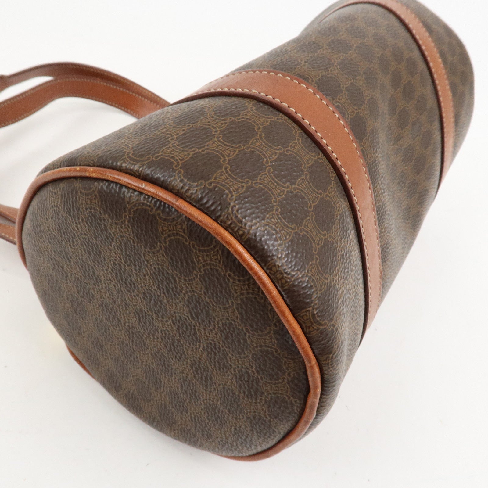 CELINE Macadam PVC Leather Hand Bag Boston Bag Brown