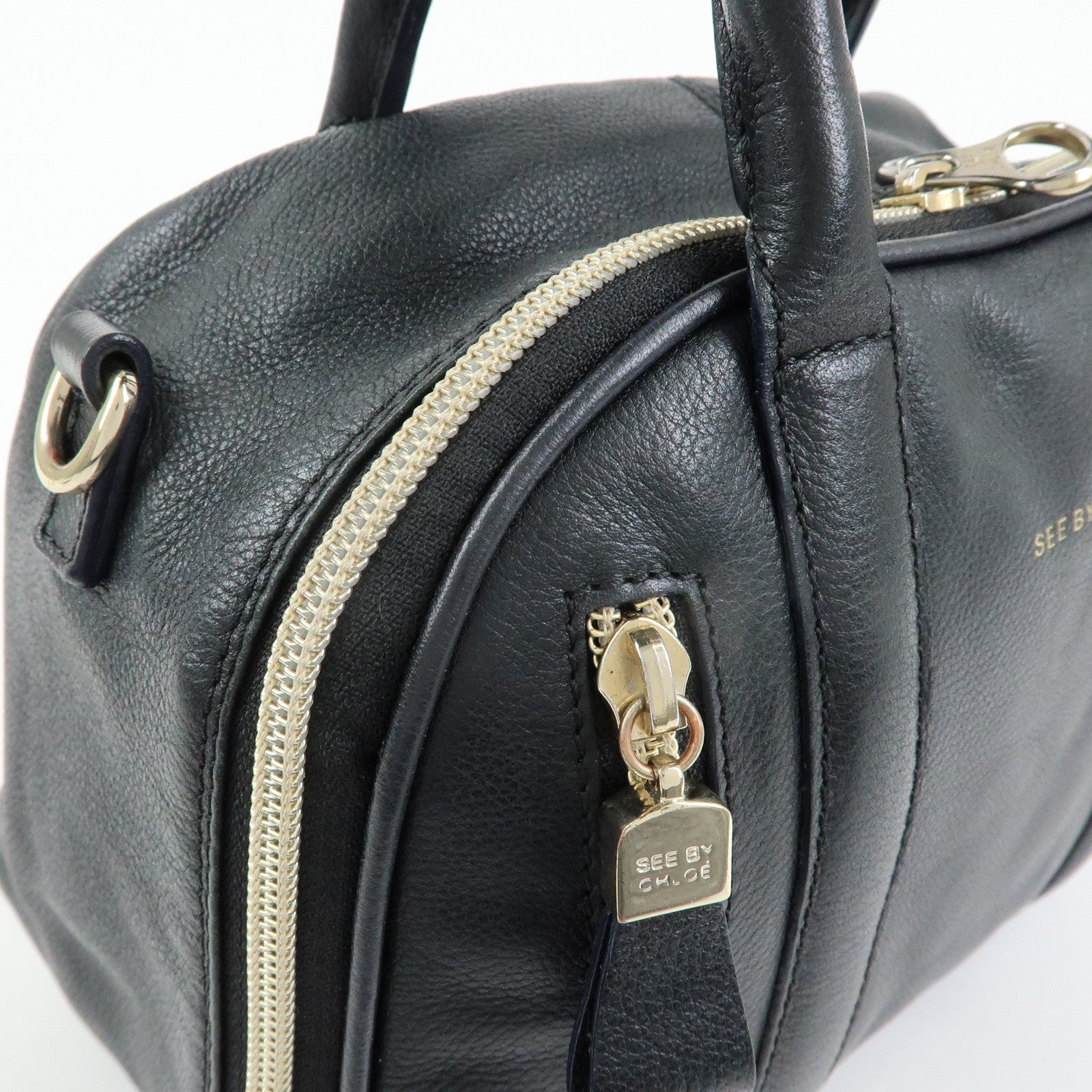 Chloe See By Chloe Leather 2Way Bag Shoulder Bag Hand Bag Black