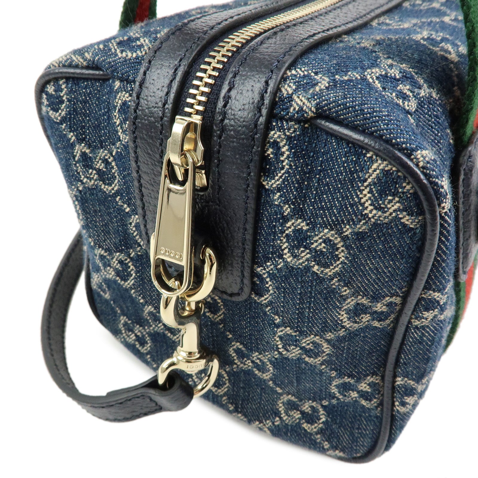 GUCCI Sherry Ophidia GG Denim Leather 2Way Hand Shoulder Bag 859975