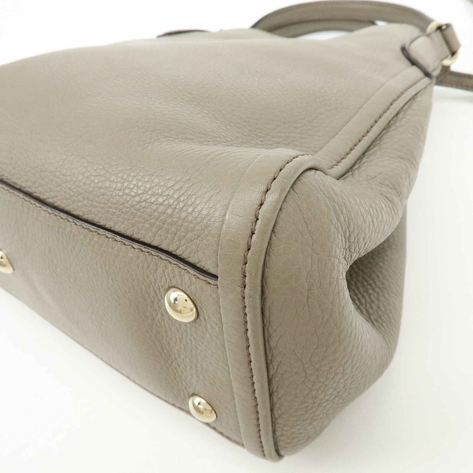 GUCCI SOHO Interlocking G Calf Leather 2Way Hand Bag Gray 336751