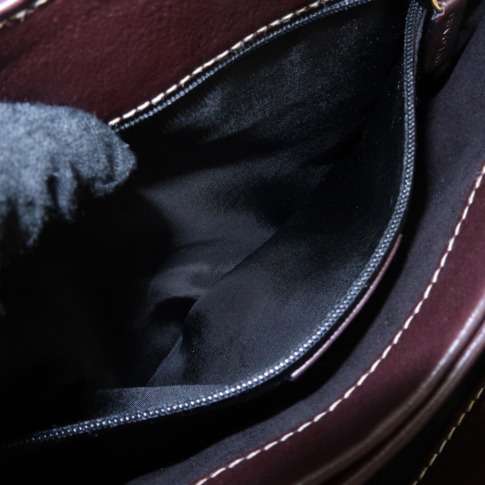 BVLGARI  Leather Tote Bag Hand Bag Dark Brown Gold HDW Used