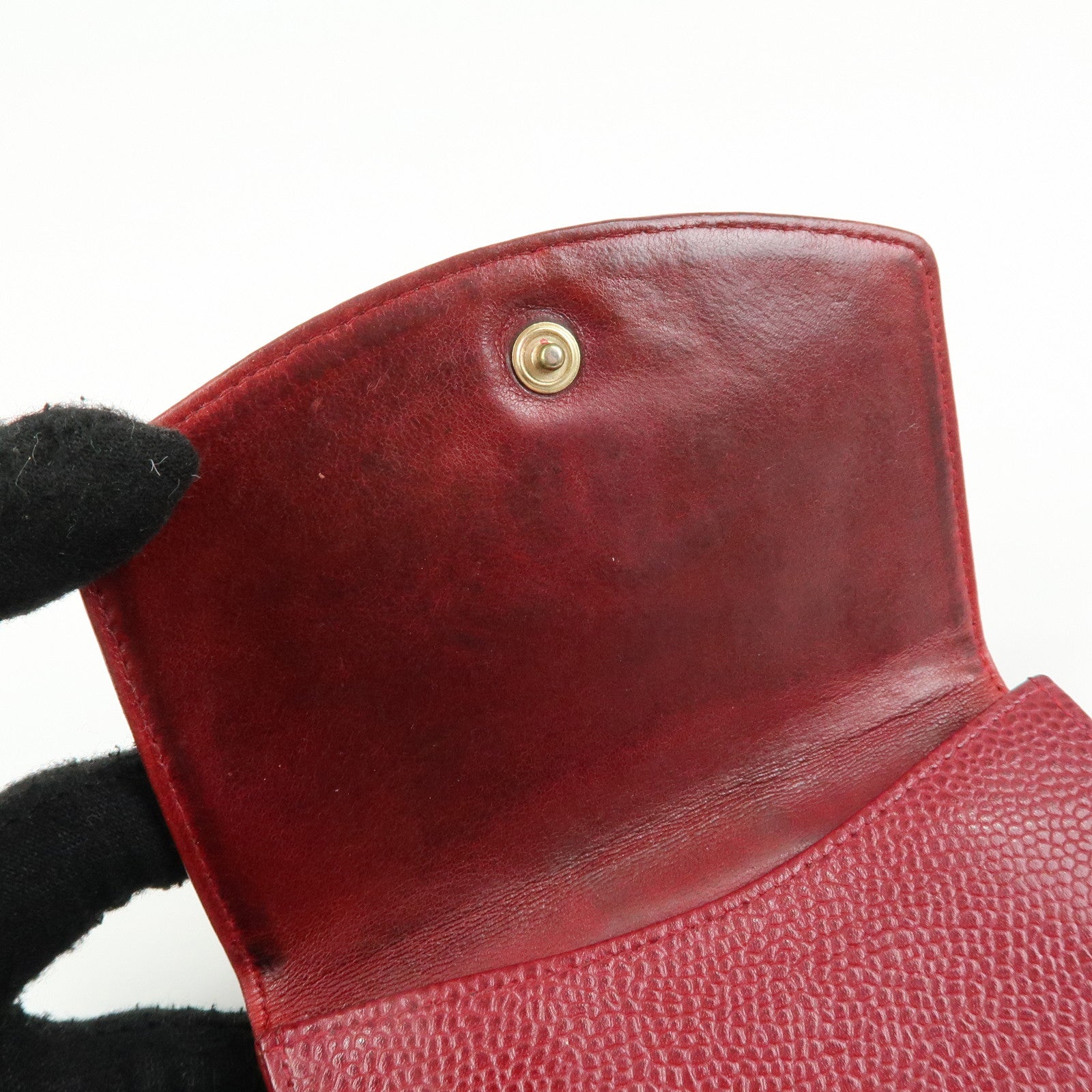 CHANEL COCO Mark Caviarskin Bi-fold Compact Wallet Bordeaux A13496