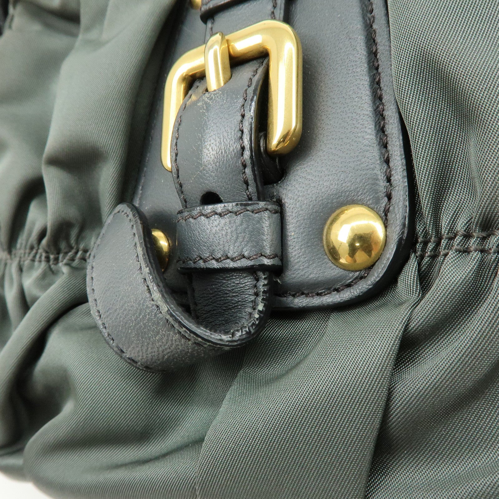 PRADA Nylon Leather 2Way Bag Hand Bag Shoulder Bag Gray BN1407