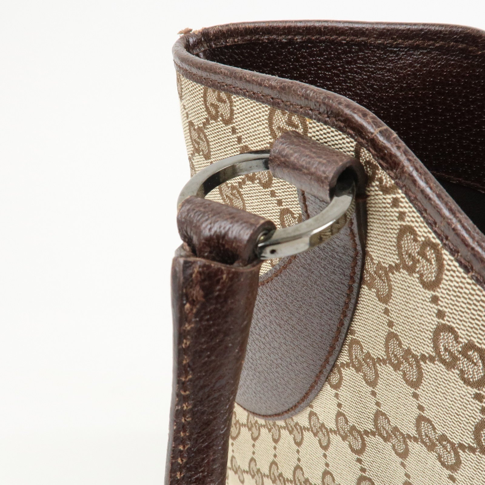 GUCCI GG Monogram Canvas Leather Tote Bag Shoulder Bag Brown 113016