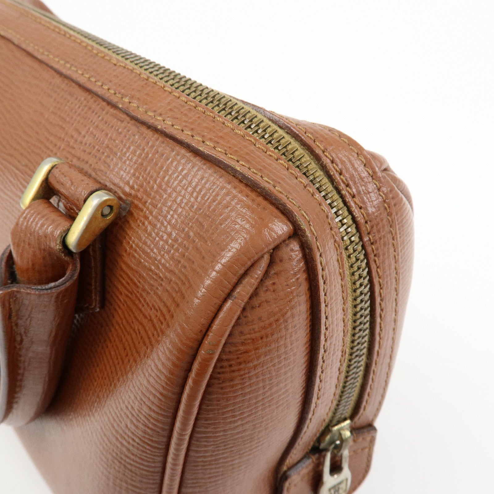 CELINE Triomphe Leather Boston Bag Hand Bag Brown