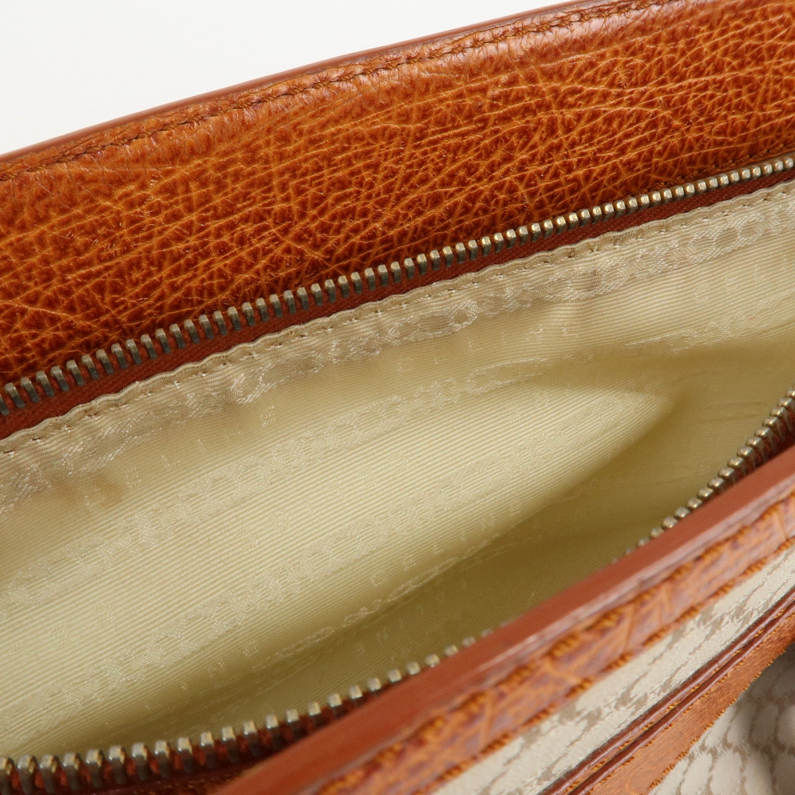 CELINE Macadam Canvas Leather Boogie Bag Hand Bag Beige Brown Used