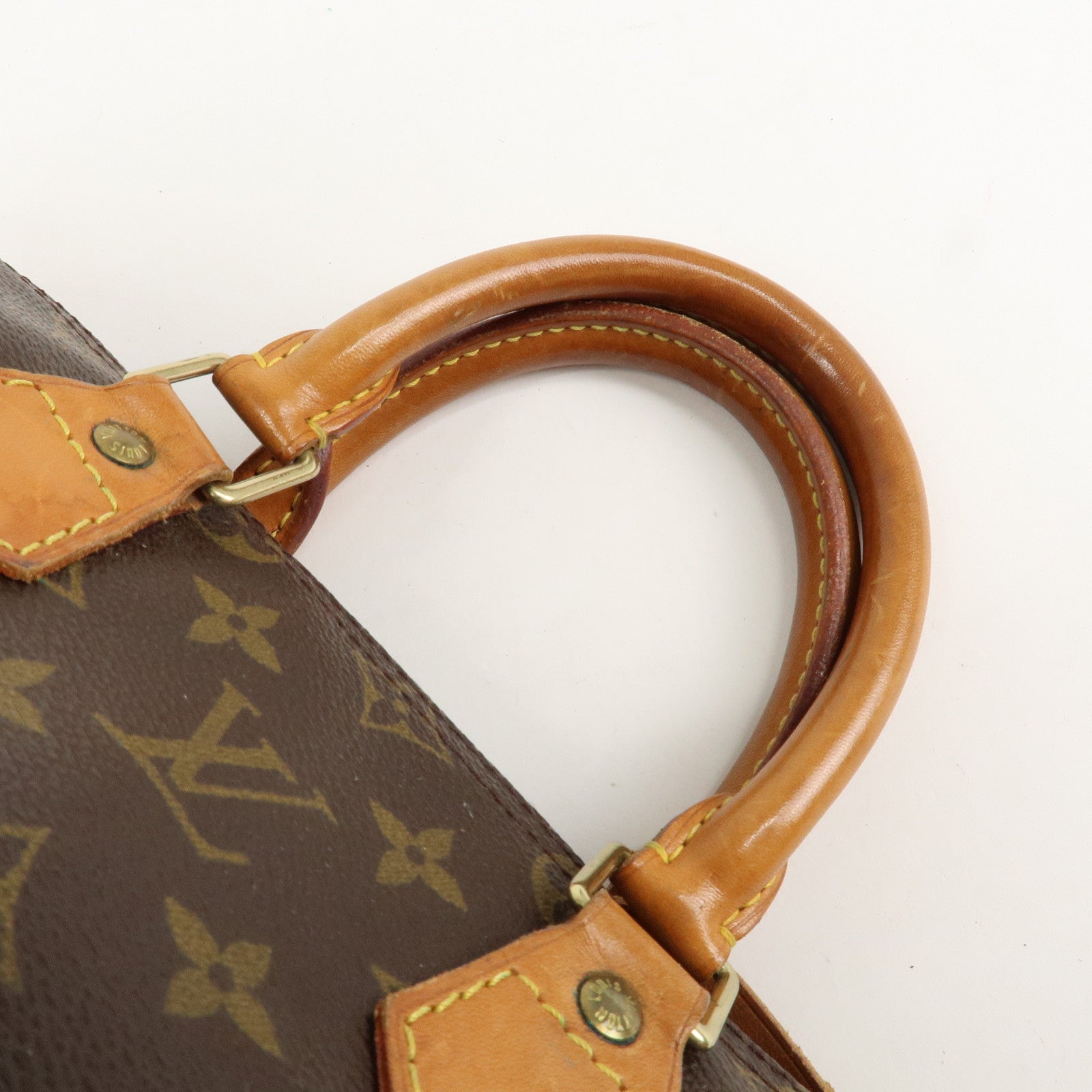 Louis Vuitton Monogram Canvas Leather Speedy 25 Boston Bag M41528