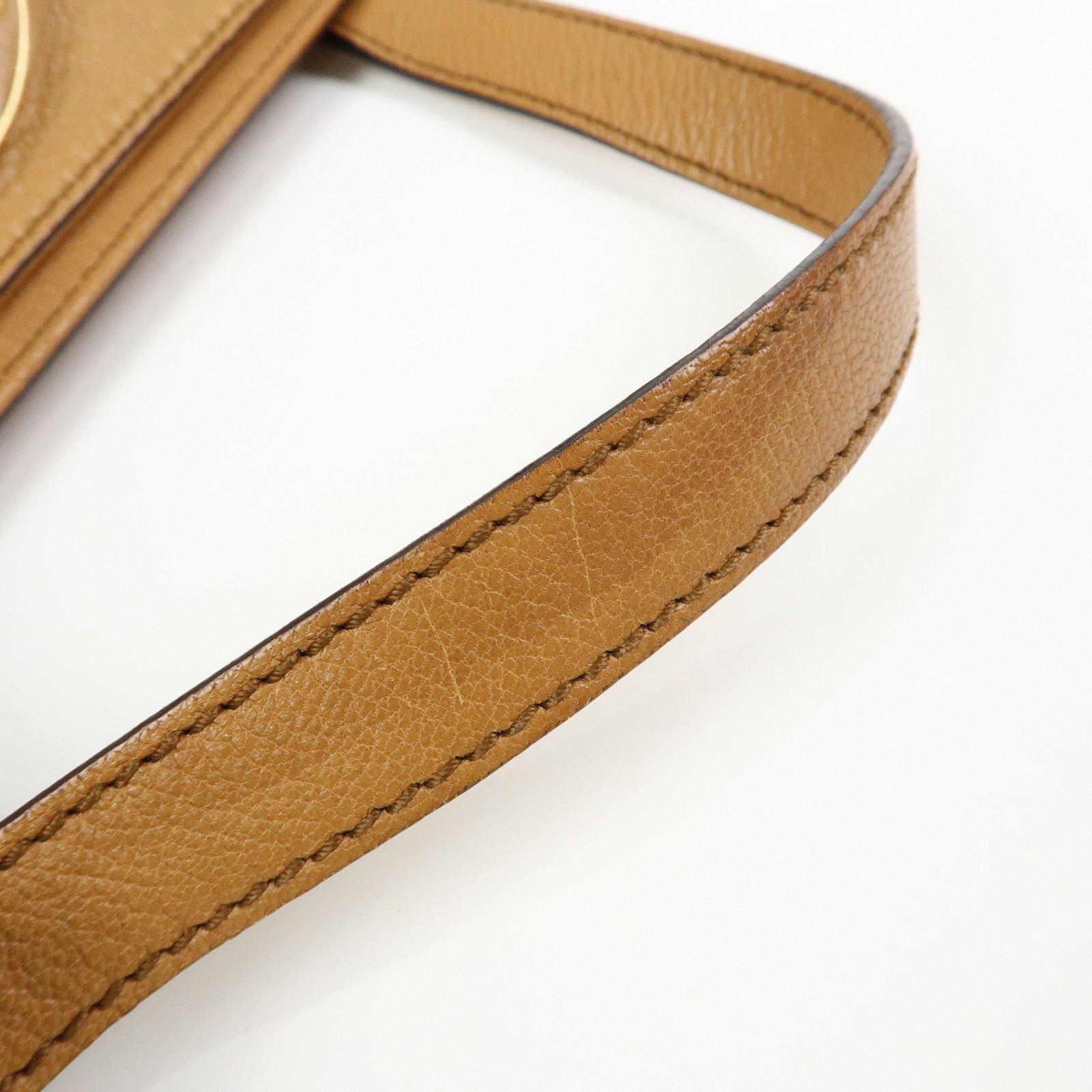 GUCCI Interlocking G Leather Blondie Studs Hand Bag Brown 121551