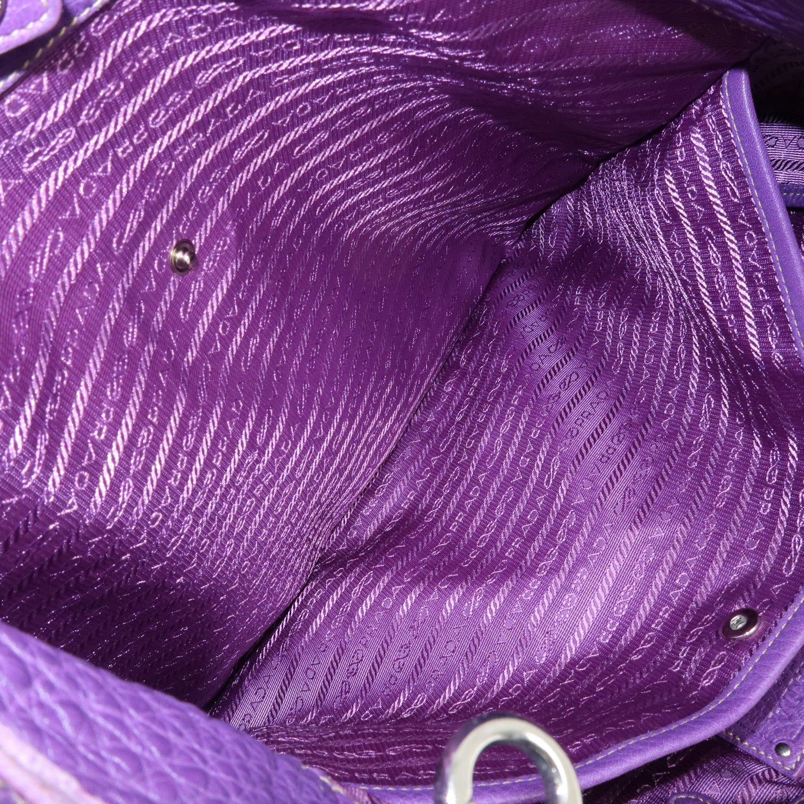 PRADA Leather 2Way Bag Tote Bag Shoulder Bag Hand Bag Purple