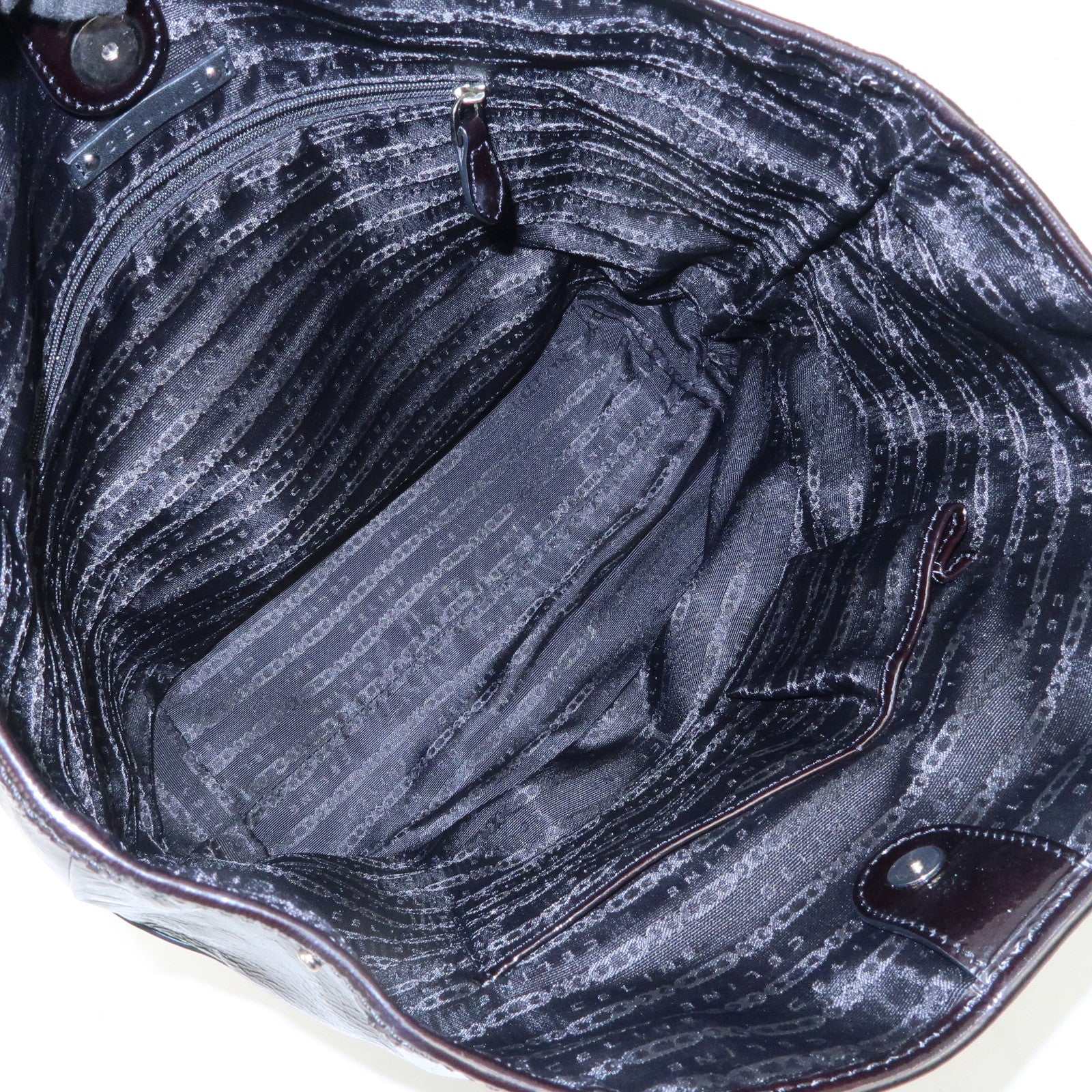 CELINE Logo Patent Leather Tote Bag Hand Bag Shoulder Bag Black