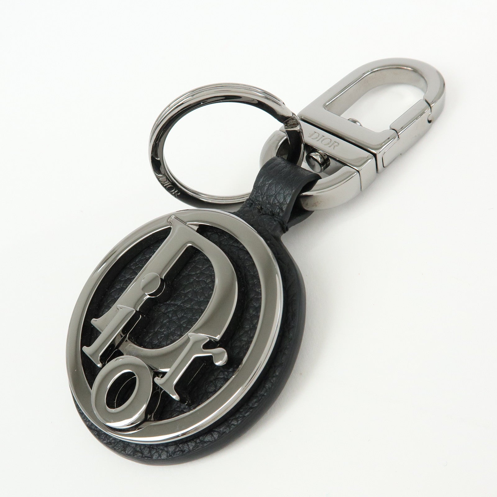 Christian Dior Grained Calf Leather D-Touch Key Ring Bag Charm