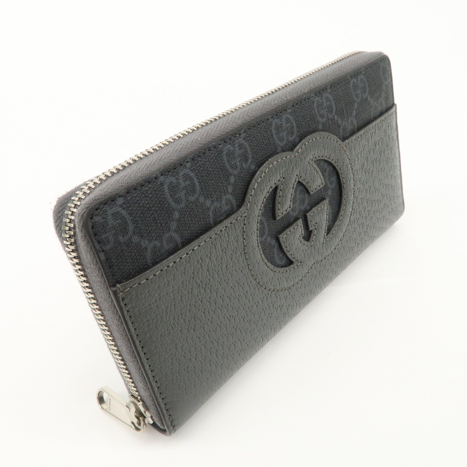 GUCCI Interlocking G GG Supreme Leather Round Zippy Wallet 701423 Used