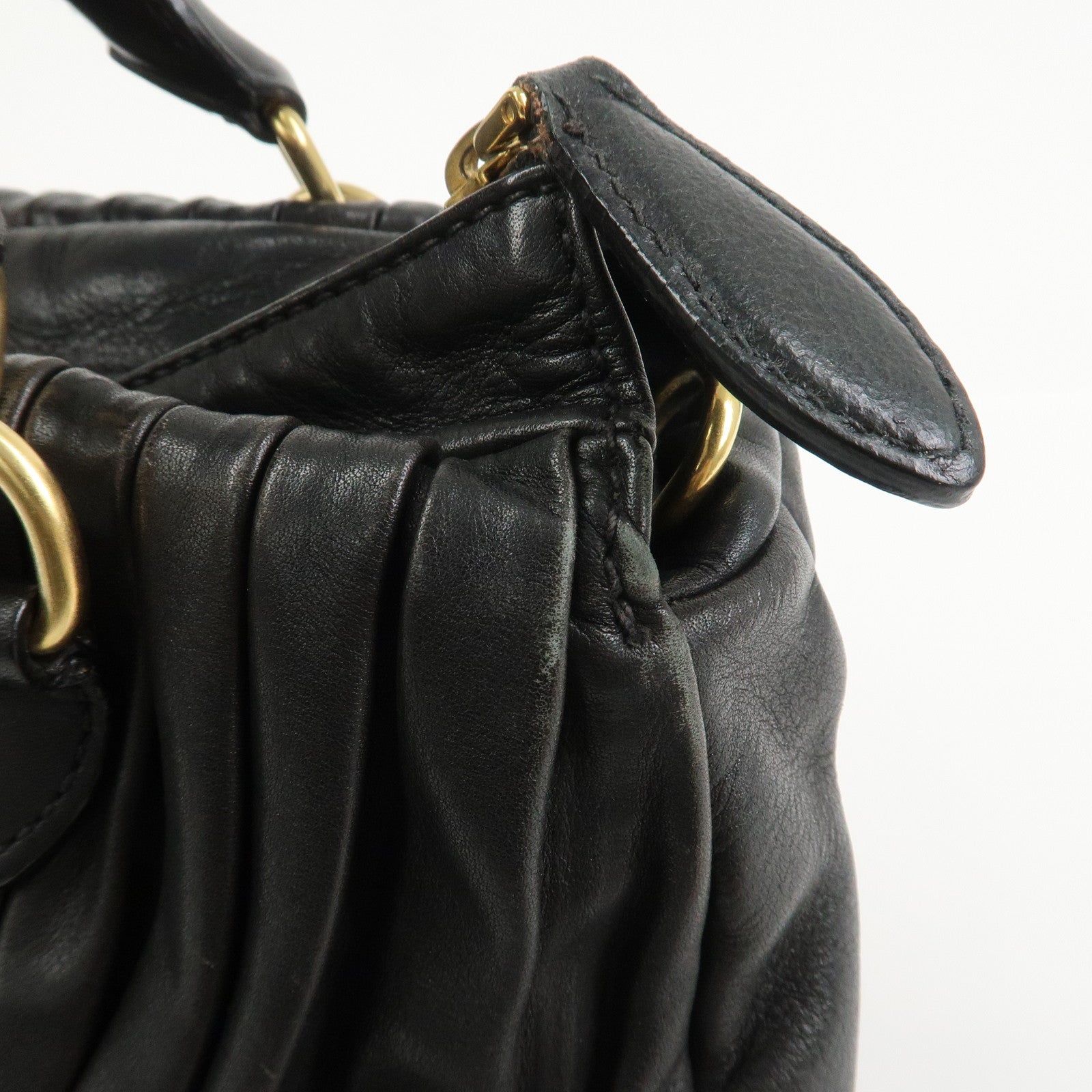 MIU MIU Leather 2Way Bag Hand Bag Shoulder Bag Black
