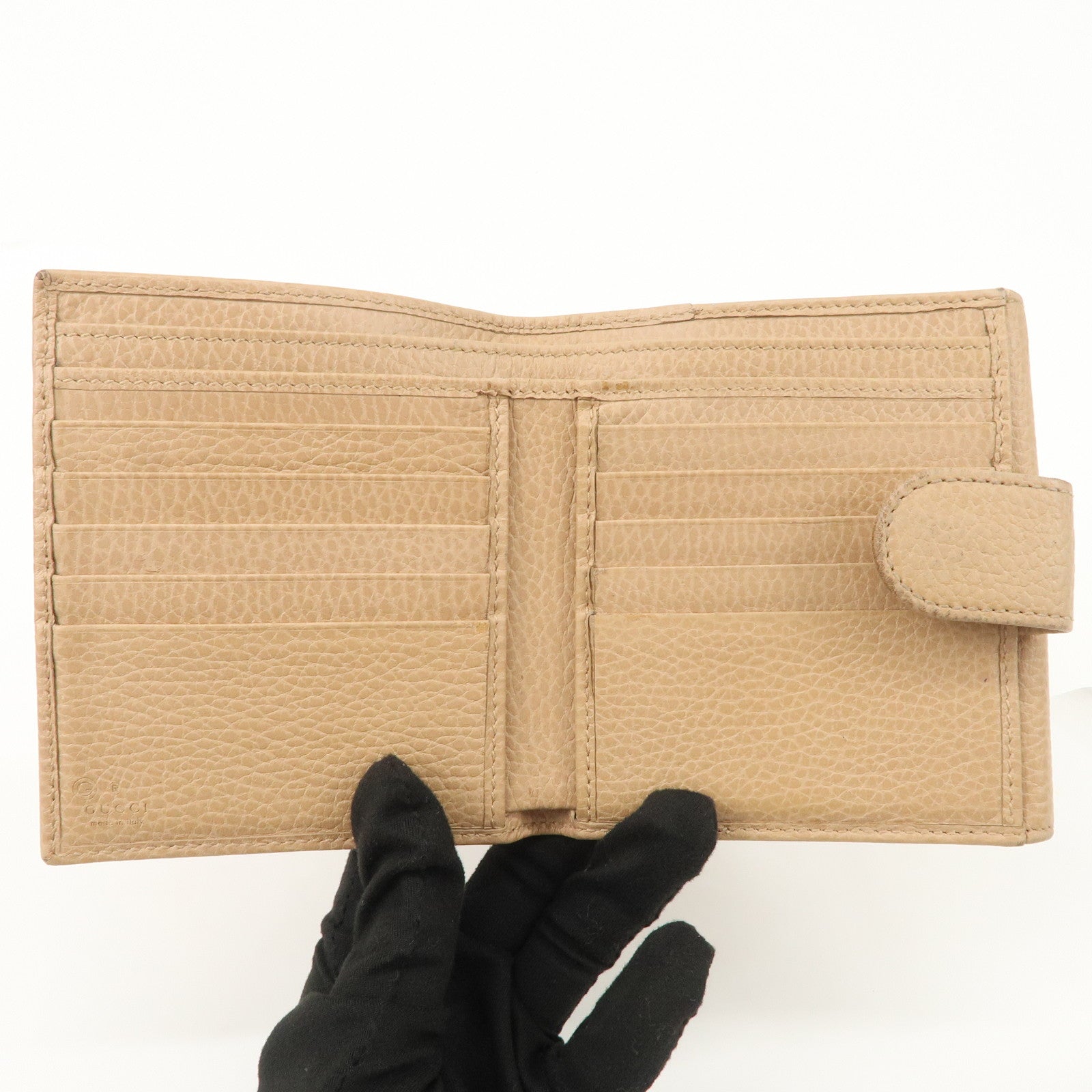GUCCI Interlocking G Leather Bi-Hold Compact Wallet Brown 615525