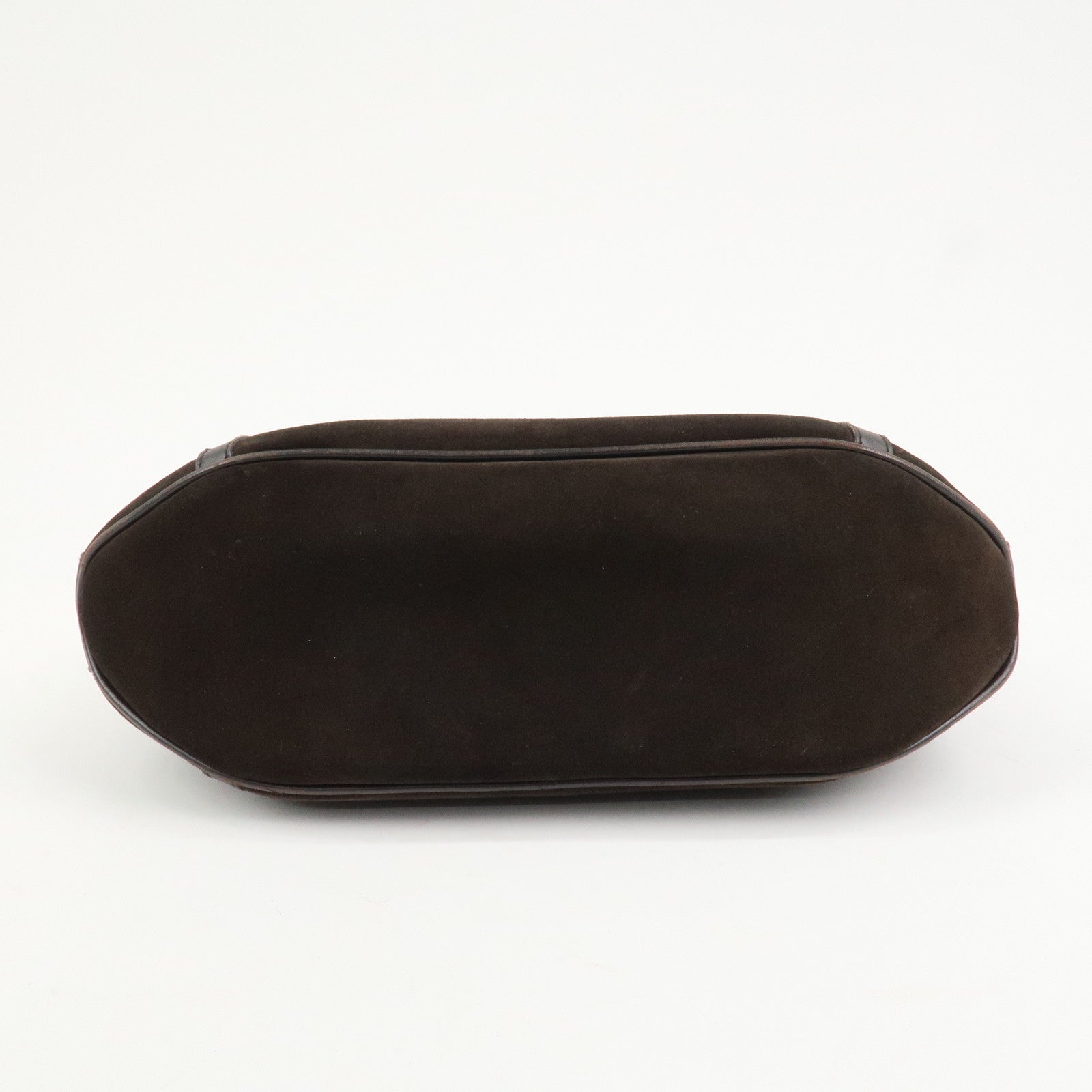 GUCCI Bamboo Suede Leather Hand Bag Dark Brown 002.1084