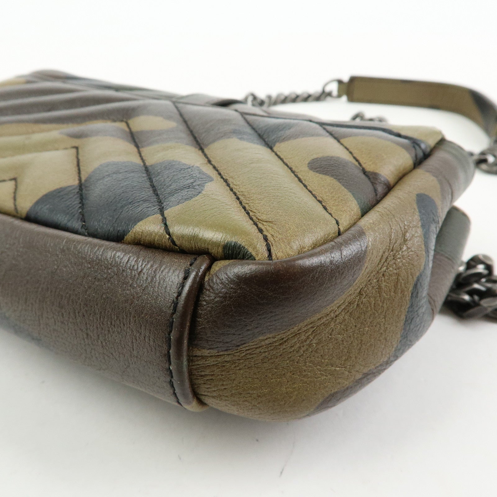 SAINT LAURENT PARIS College Mini Chain Shoulder Hand Bag Camouflage